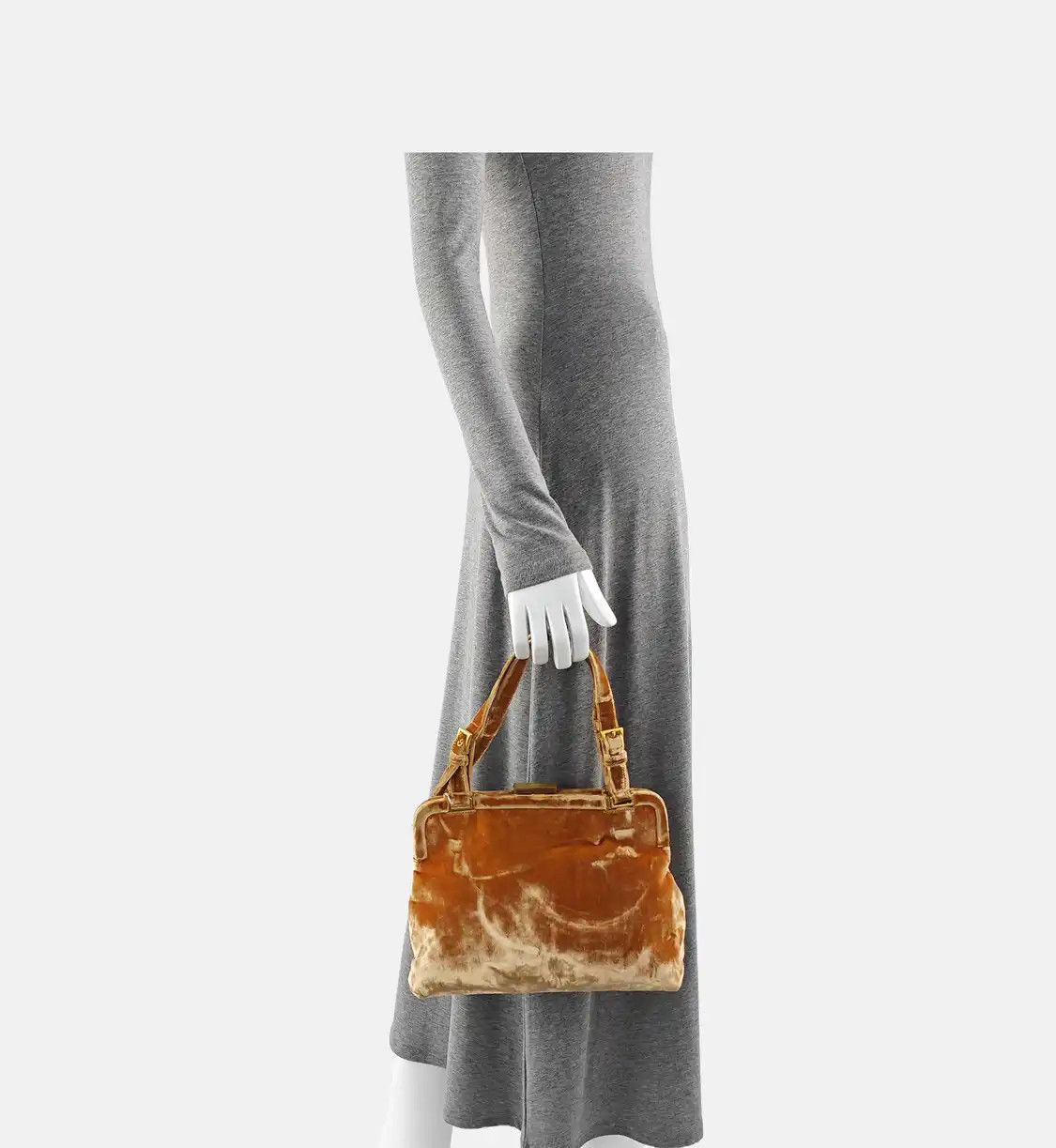 Prada PRADA brown velvet handbag gold hardware Size ONE SIZE - 2 Thumbnail