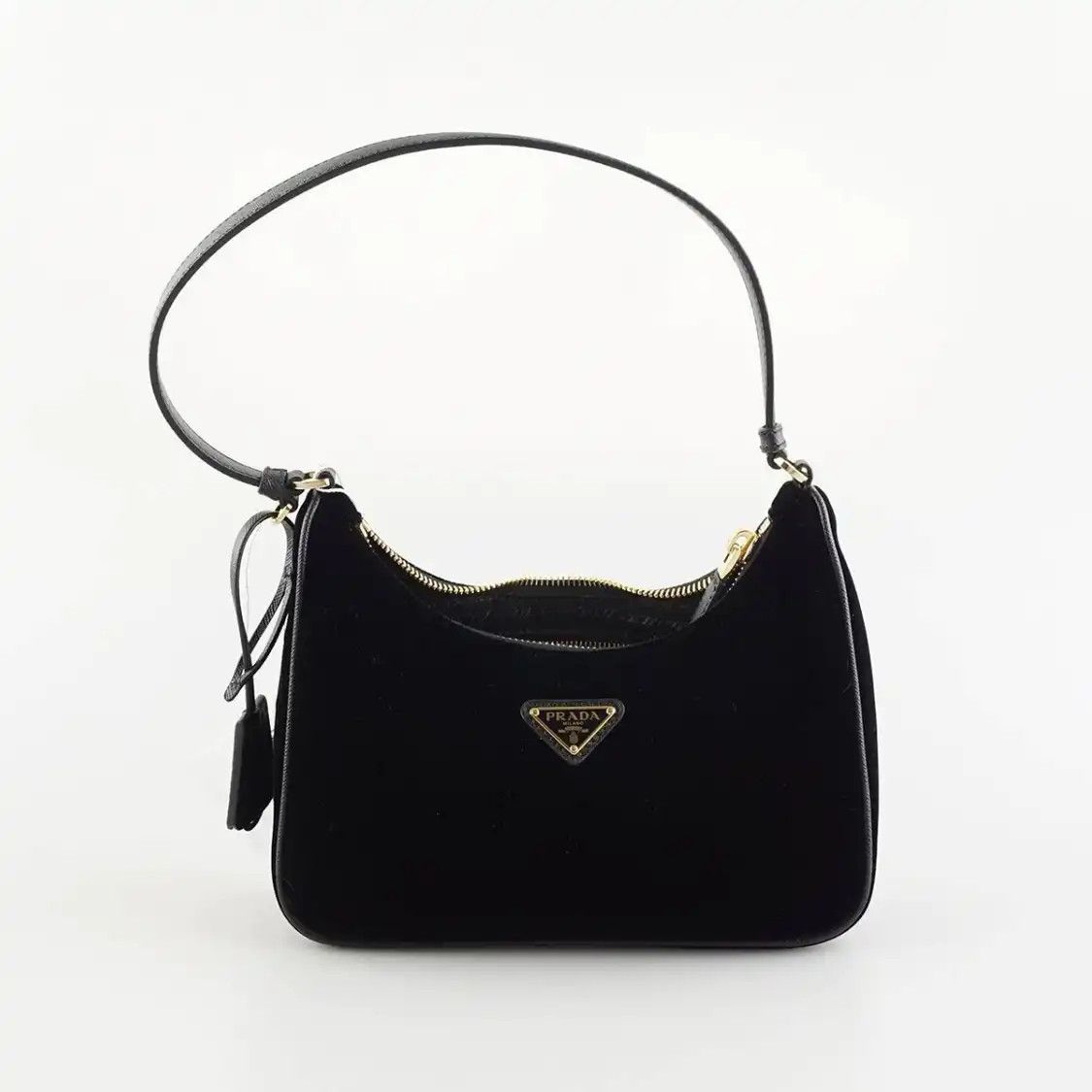 Prada PRADA Re-Edition mini black velvet logo shoulder bag Size ONE SIZE - 2 Thumbnail