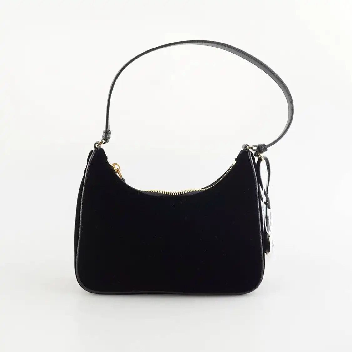 Prada PRADA Re-Edition mini black velvet logo shoulder bag Size ONE SIZE - 3 Thumbnail