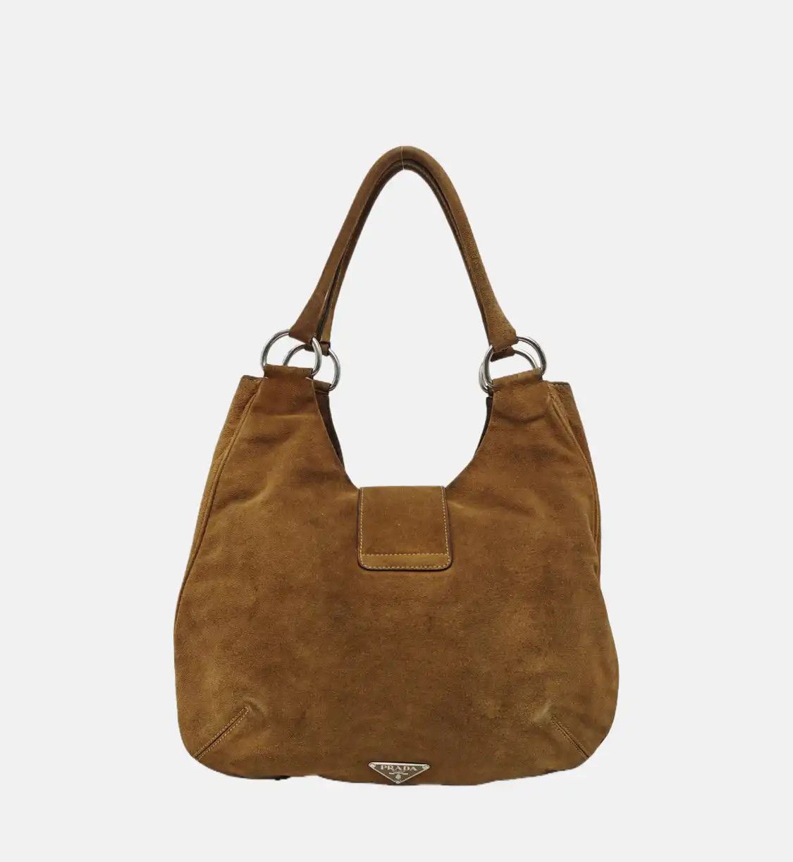 Prada PRADA brown suede shoulder bag handbag silver hardware Size ONE SIZE - 5 Thumbnail