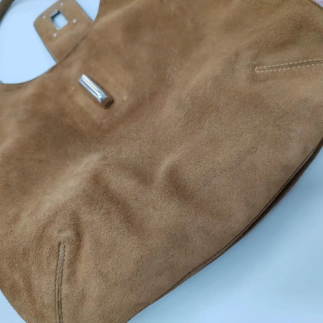 Prada PRADA brown suede shoulder bag handbag silver hardware Size ONE SIZE - 8 Thumbnail