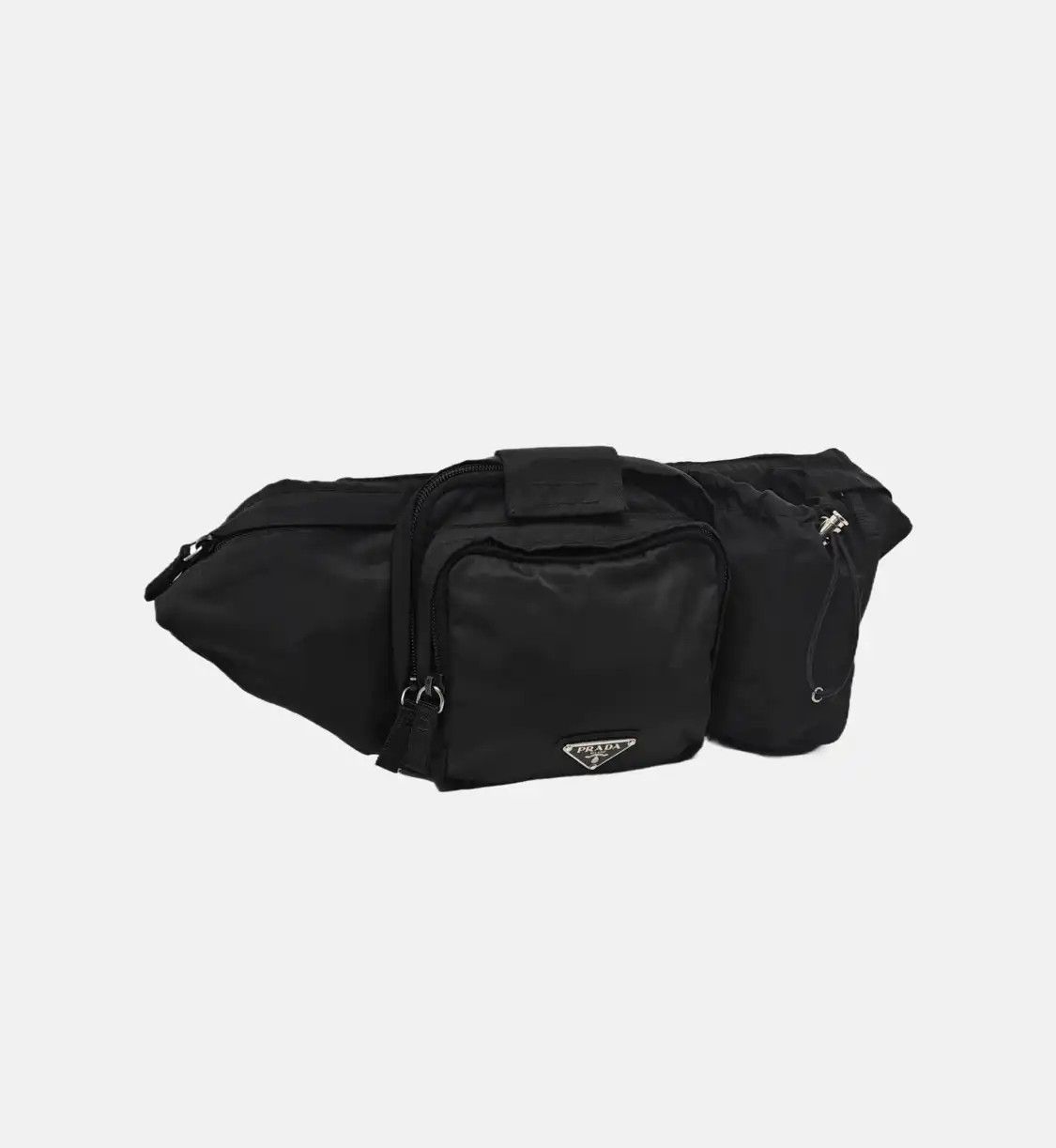 Prada PRADA black nylon logo crossbody bag belt bag/ chest silver hardware Size ONE SIZE - 4 Thumbnail