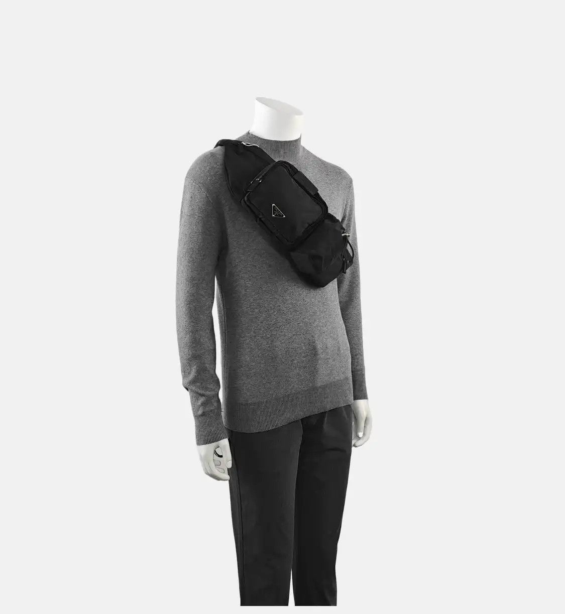Prada PRADA black nylon logo crossbody bag belt bag/ chest silver hardware Size ONE SIZE - 2 Thumbnail