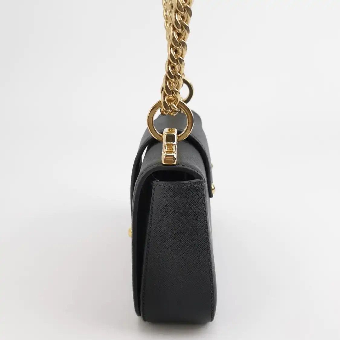 Prada PRADA Sidonie black cowhide leather shoulder bag gold hardware Size ONE SIZE - 3 Thumbnail