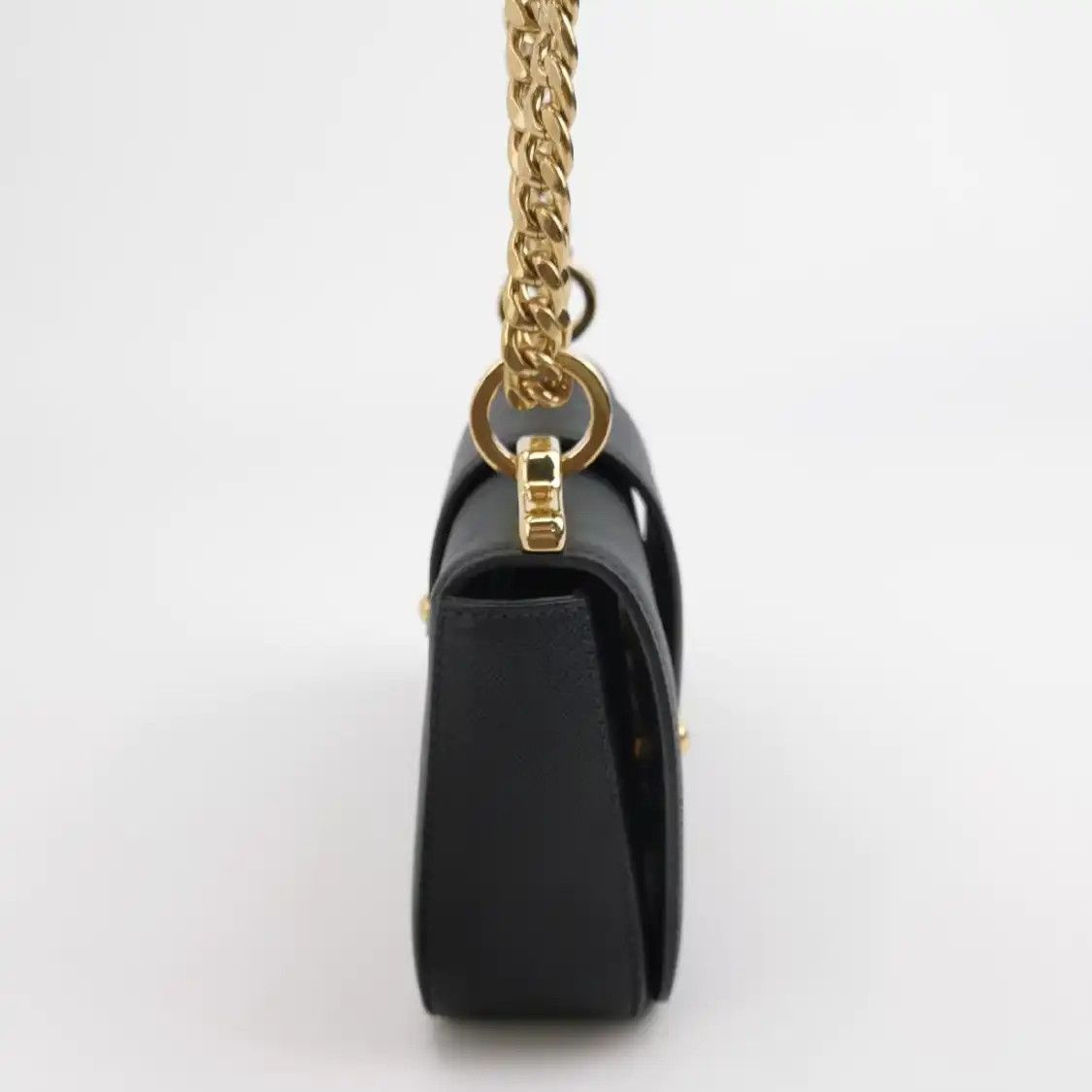 Prada PRADA Sidonie black cowhide leather shoulder bag gold hardware Size ONE SIZE - 4 Thumbnail