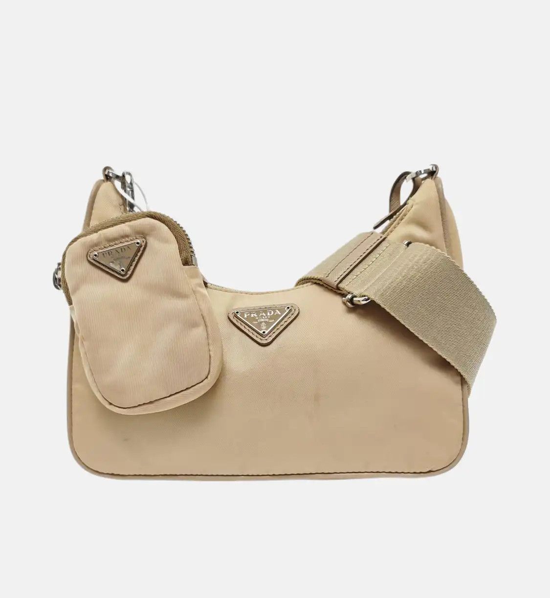 Prada PRADA Re-Edition 2005 khaki nylon logo shoulder bag crossbody bag silver hardwar Size ONE SIZE - 8 Thumbnail