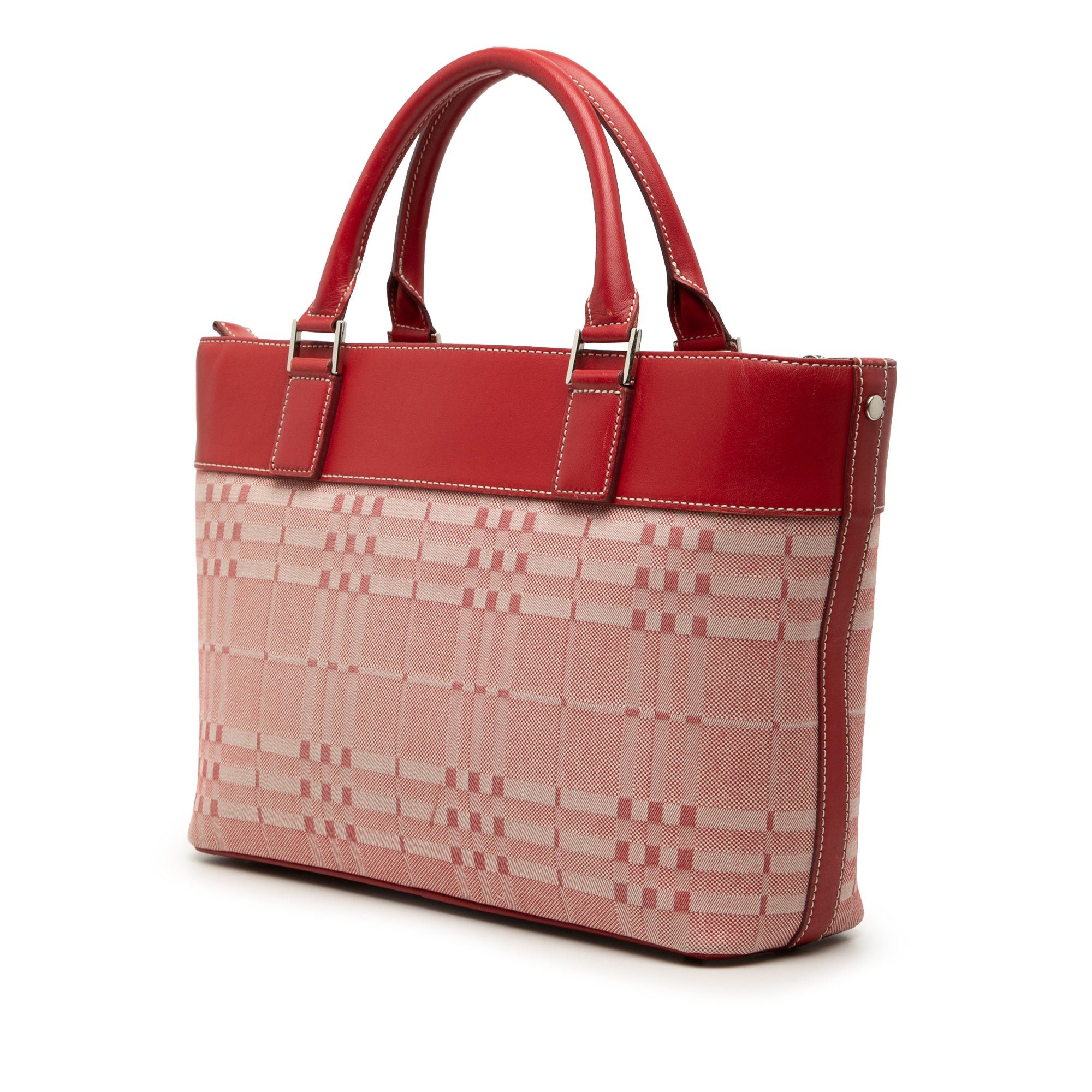 Burberry Trimmed Tonal Check Canvas Handbag Size ONE SIZE - 2 Thumbnail