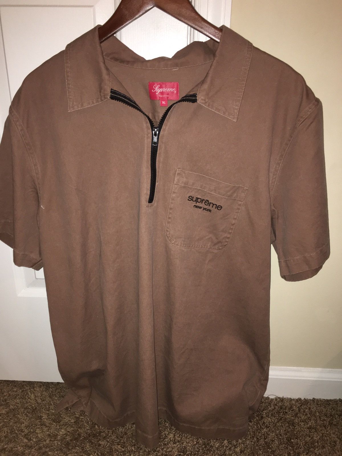 Supreme Supreme Brown Twill Half Zip Shirt | Grailed