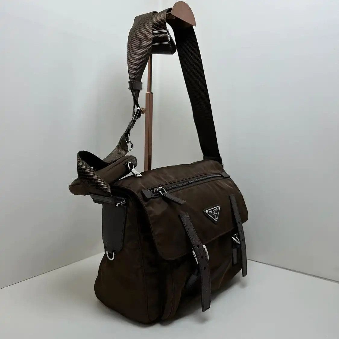 Prada PRADA Re-Nylon brown nylon logo crossbody bag Size ONE SIZE - 2 Thumbnail