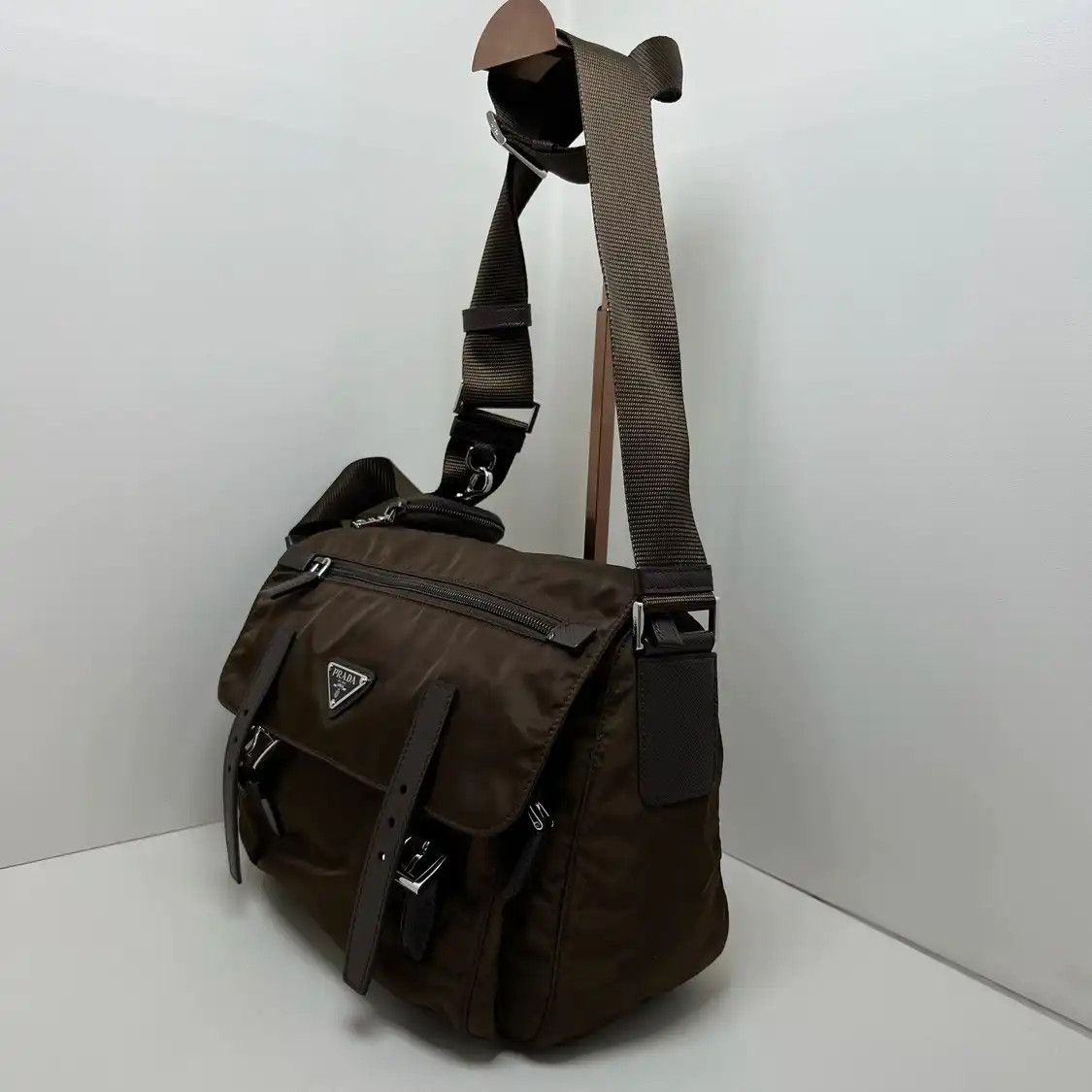 Prada PRADA Re-Nylon brown nylon logo crossbody bag Size ONE SIZE - 3 Thumbnail