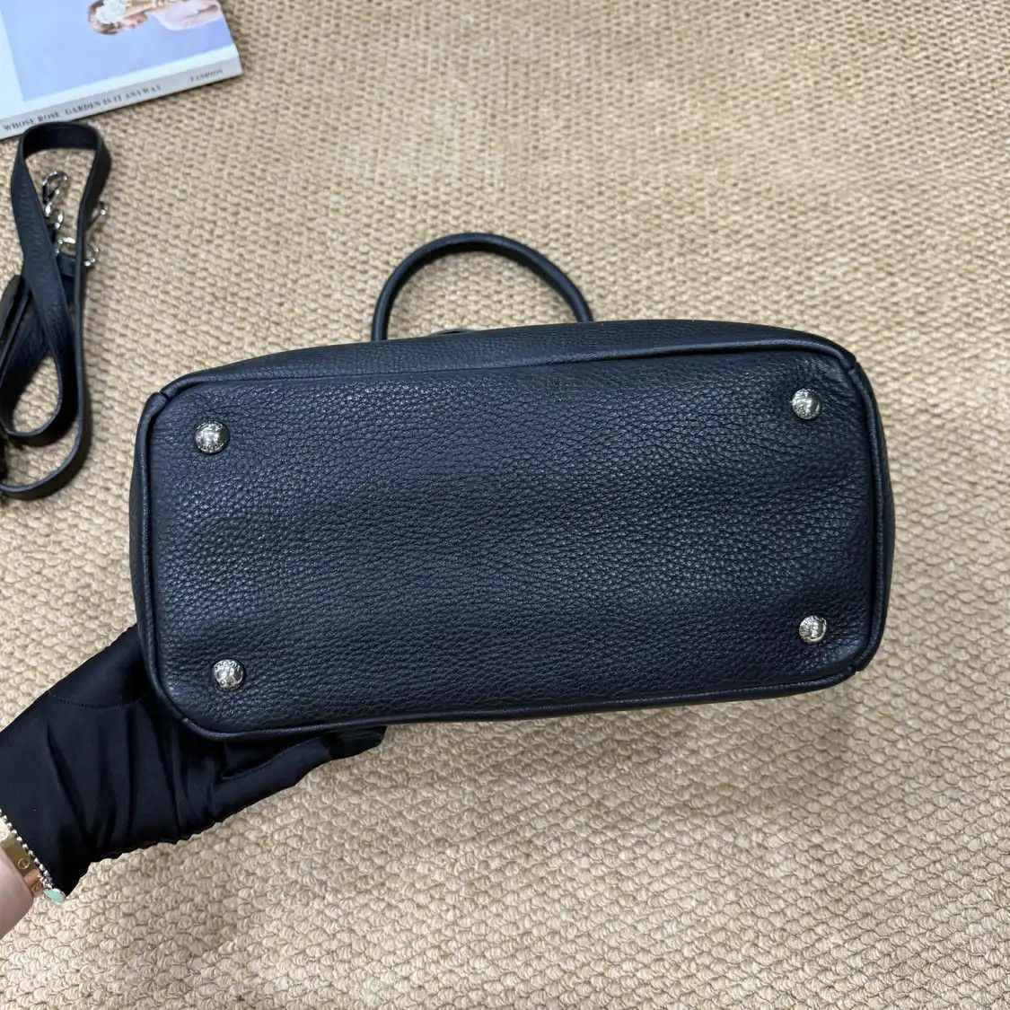Prada PRADA Vitello black cowhide leather logo crossbody bag detachable strap Size ONE SIZE - 5 Thumbnail