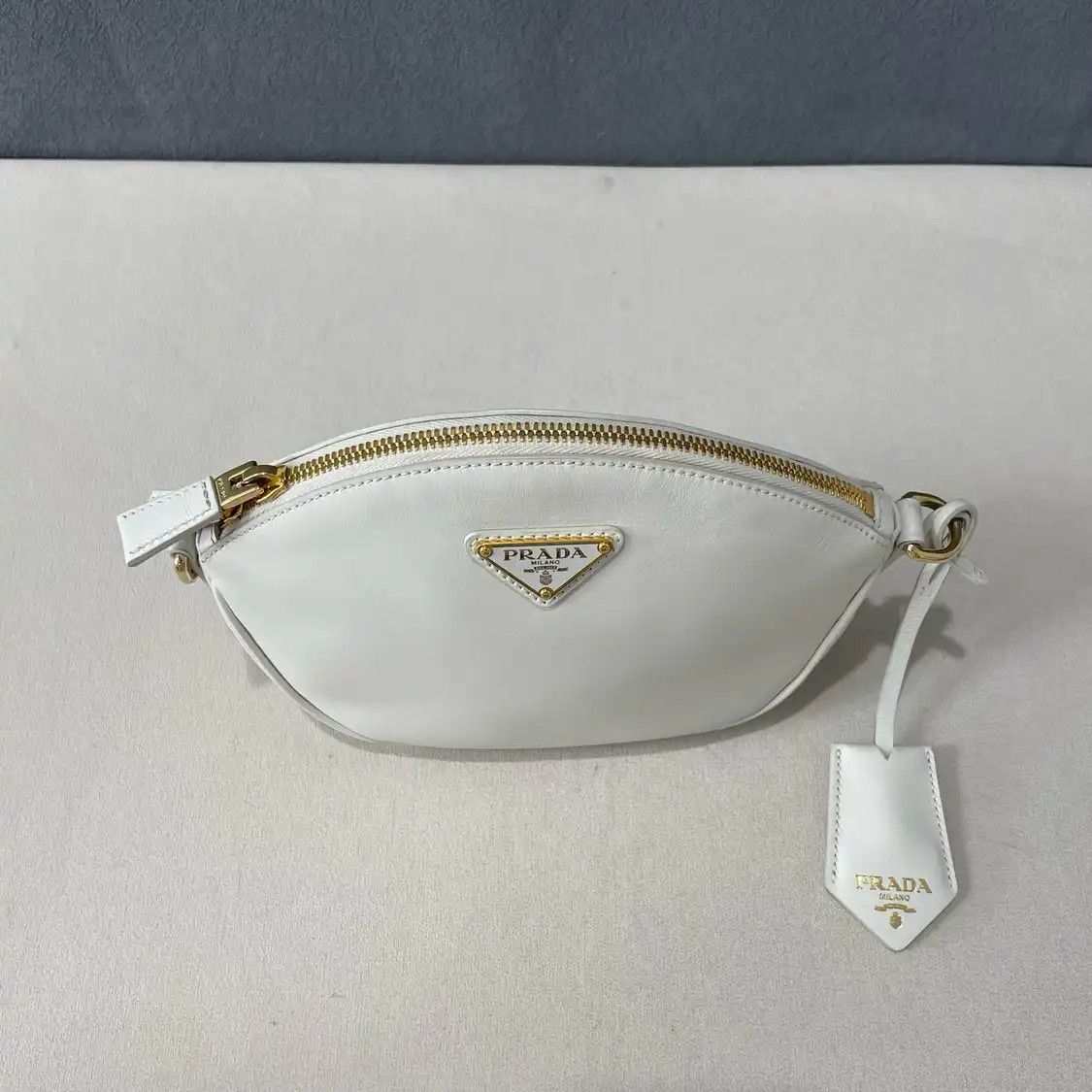 Prada PRADA Odette white cowhide leather logo cross pattern crossbody bag detachable s Size ONE SIZE - 4 Thumbnail