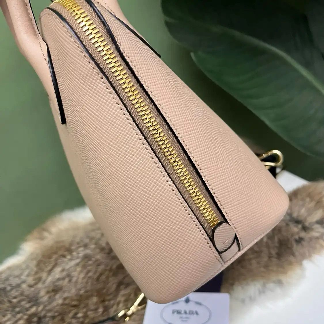Prada PRADA Promenade pink cowhide leather logo cross pattern crossbody bag 2 striped Size ONE SIZE - 5 Thumbnail