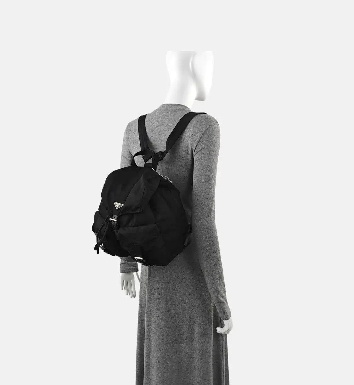 Prada PRADA Re-Nylon Medium black nylon logo backpack silver hardware Size ONE SIZE - 2 Thumbnail