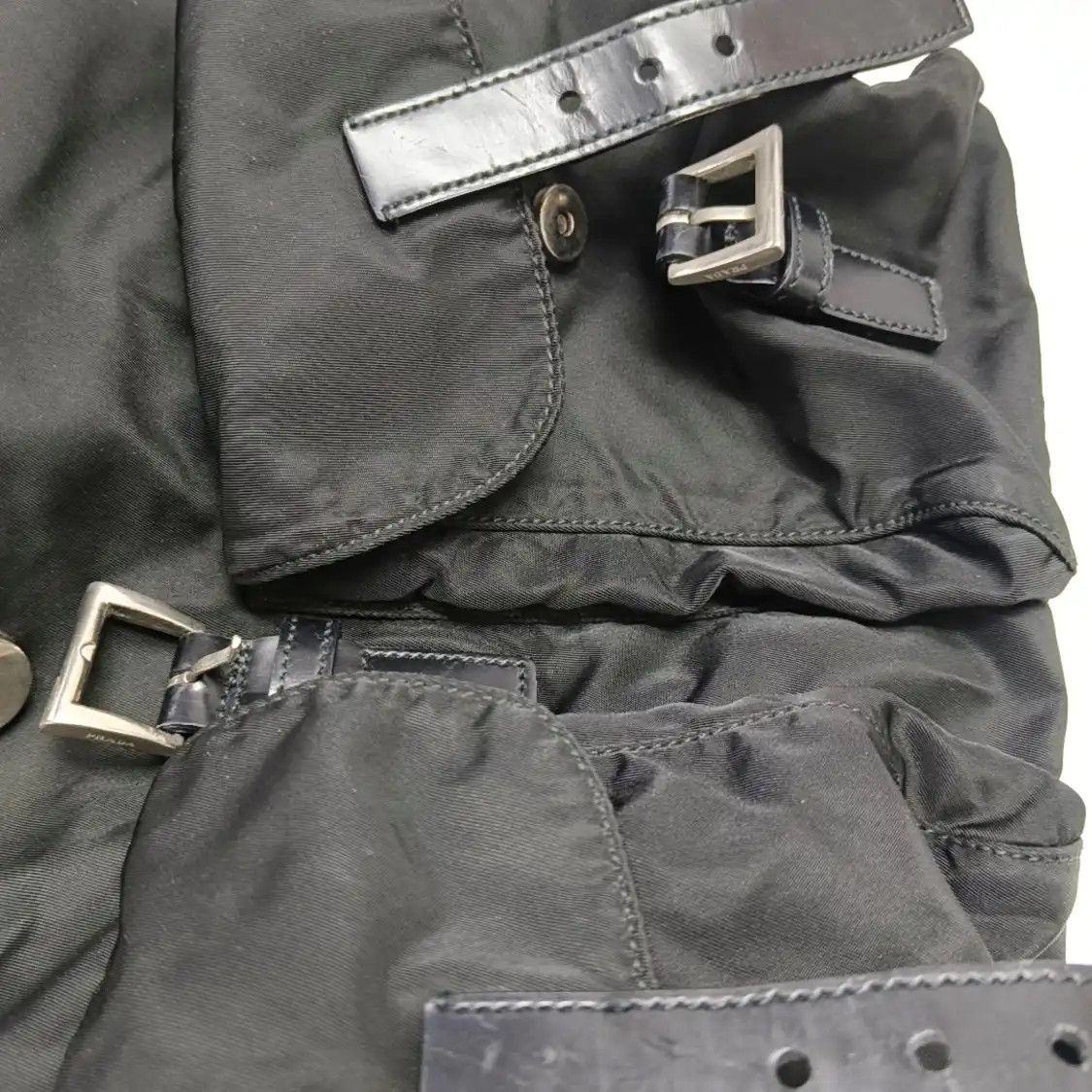 Prada PRADA Re-Nylon Medium black nylon logo backpack silver hardware Size ONE SIZE - 11 Thumbnail
