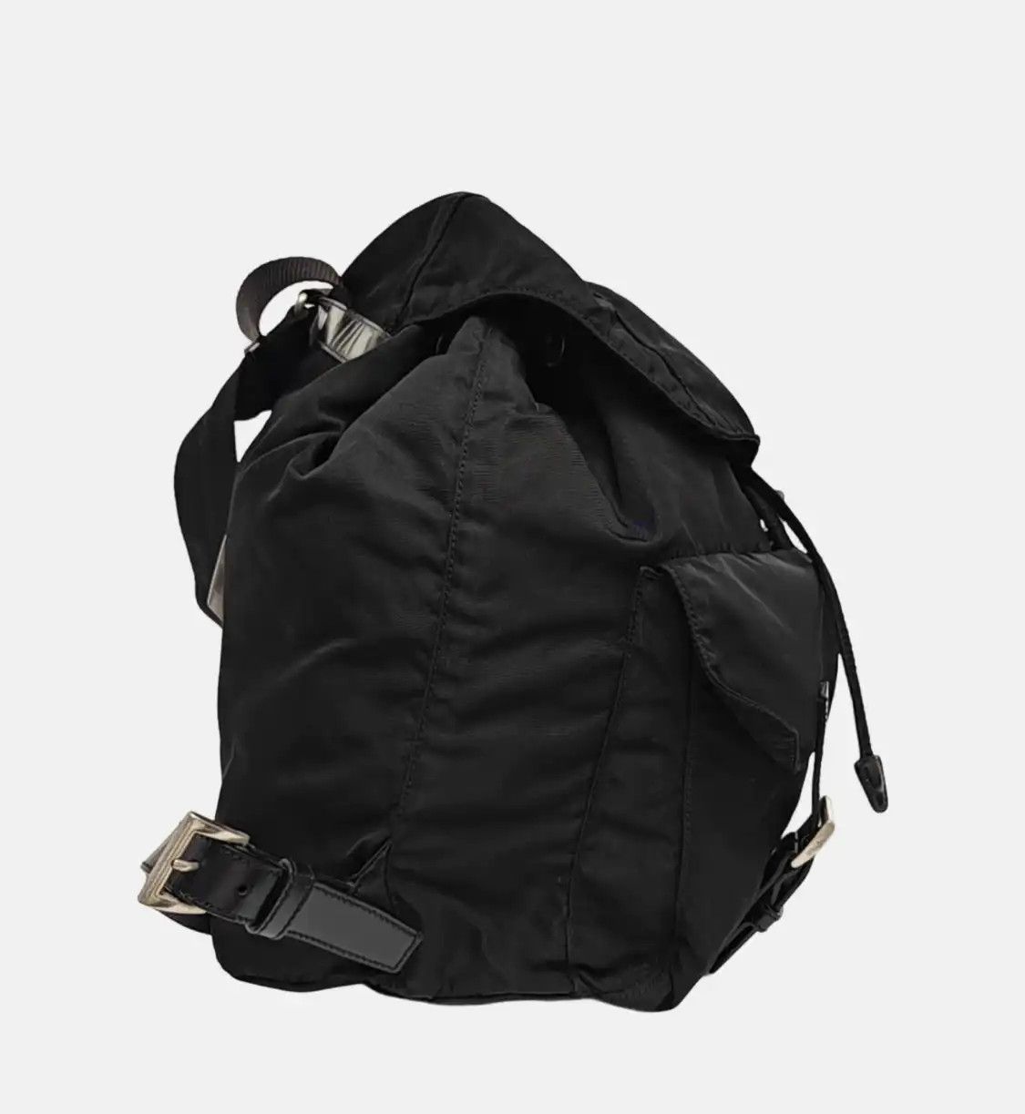 Prada PRADA Re-Nylon Medium black nylon logo backpack silver hardware Size ONE SIZE - 4 Thumbnail