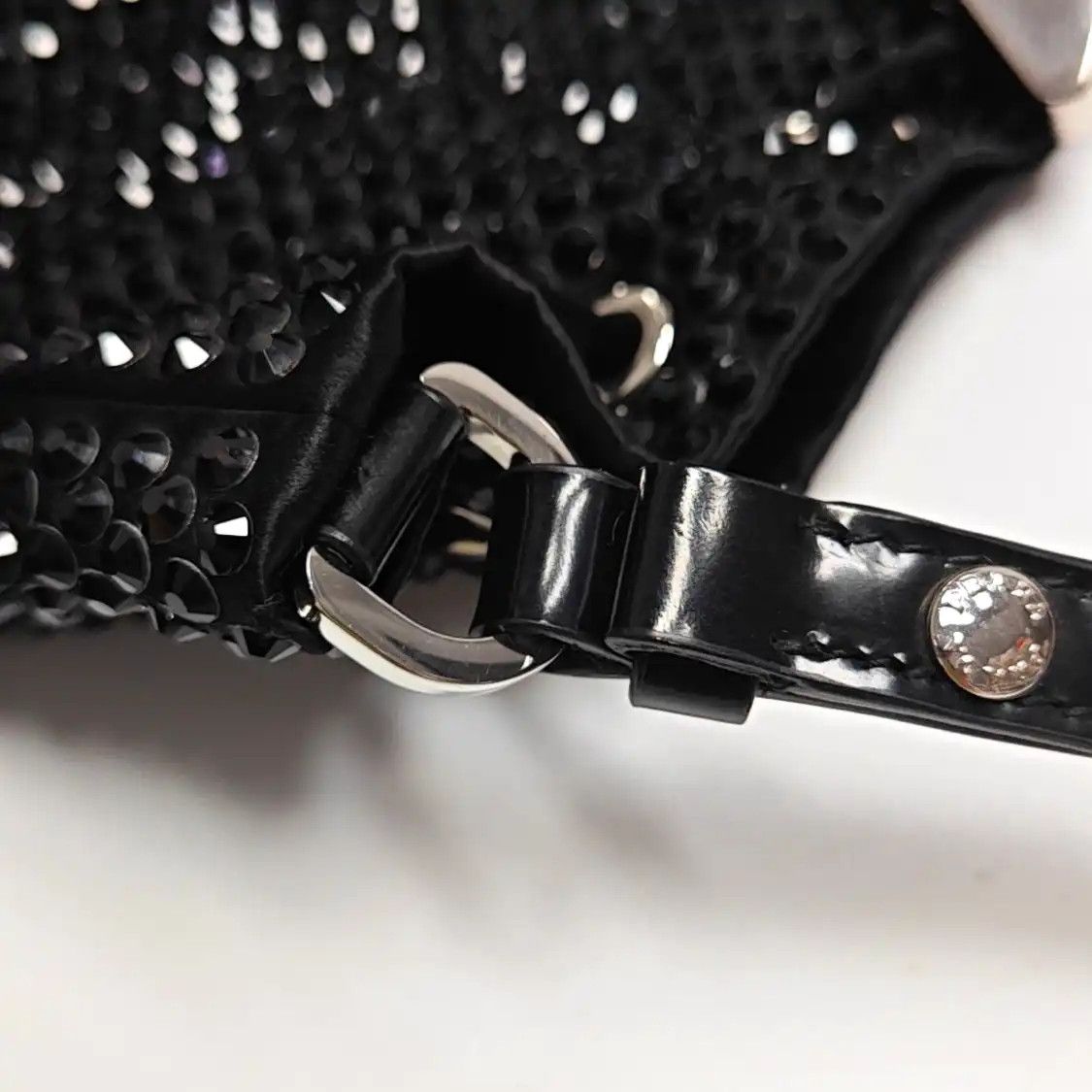 Prada PRADA bucket bag black cubic zirconia logo applique shoulder bag crossbody silve Size ONE SIZE - 9 Thumbnail