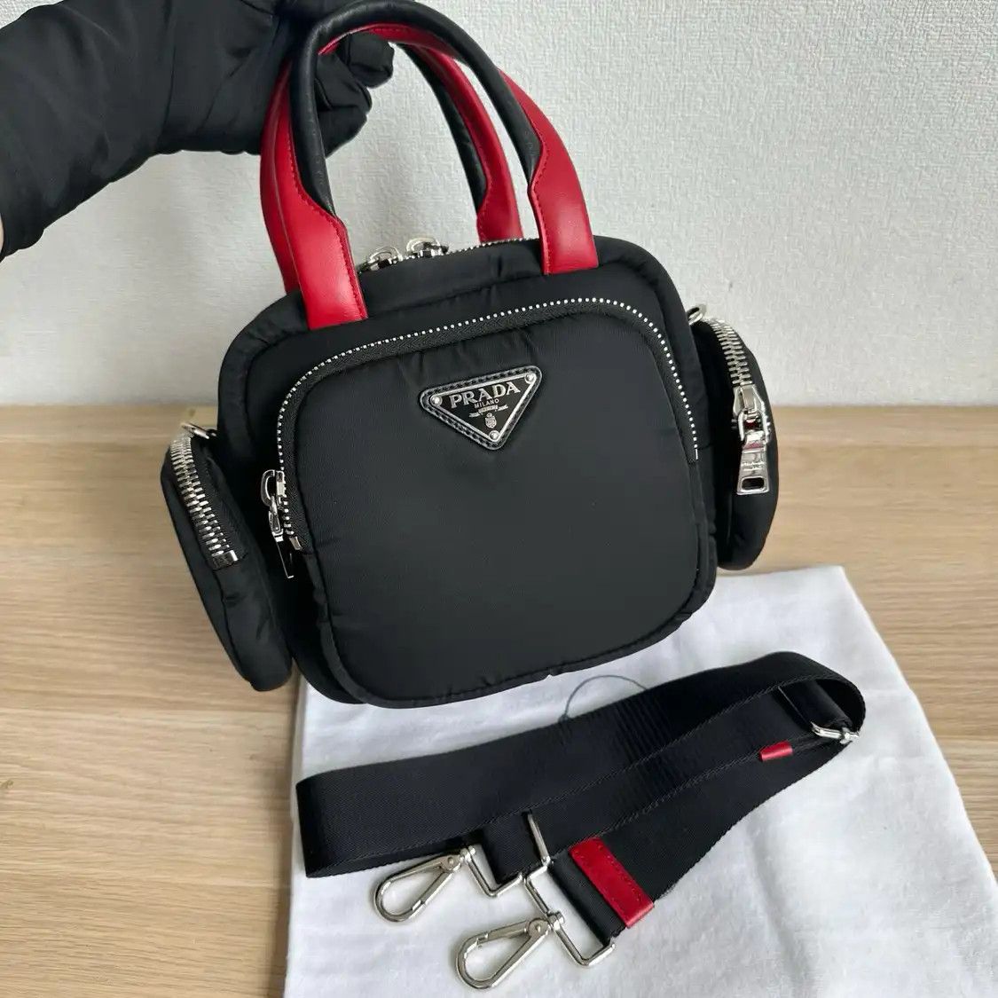 Prada PRADA Cargo Small black nylon crossbody bag silver hardware detachable strap Size ONE SIZE - 2 Thumbnail