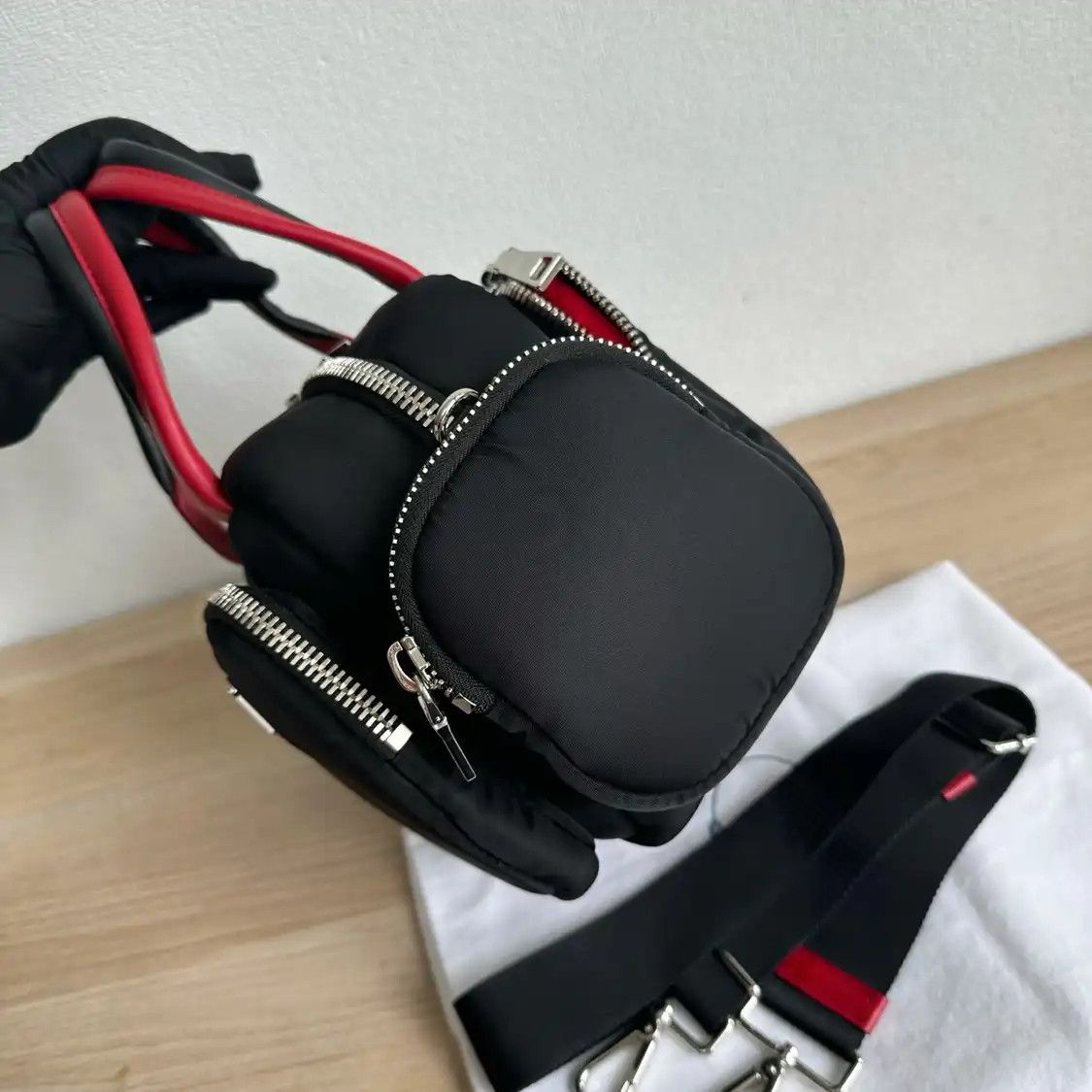 Prada PRADA Cargo Small black nylon crossbody bag silver hardware detachable strap Size ONE SIZE - 3 Thumbnail
