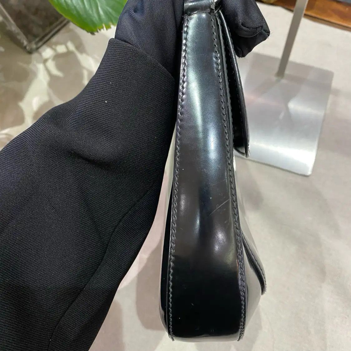 Prada PRADA Cleo black cowhide leather shoulder bag silver hardware Size ONE SIZE - 6 Thumbnail