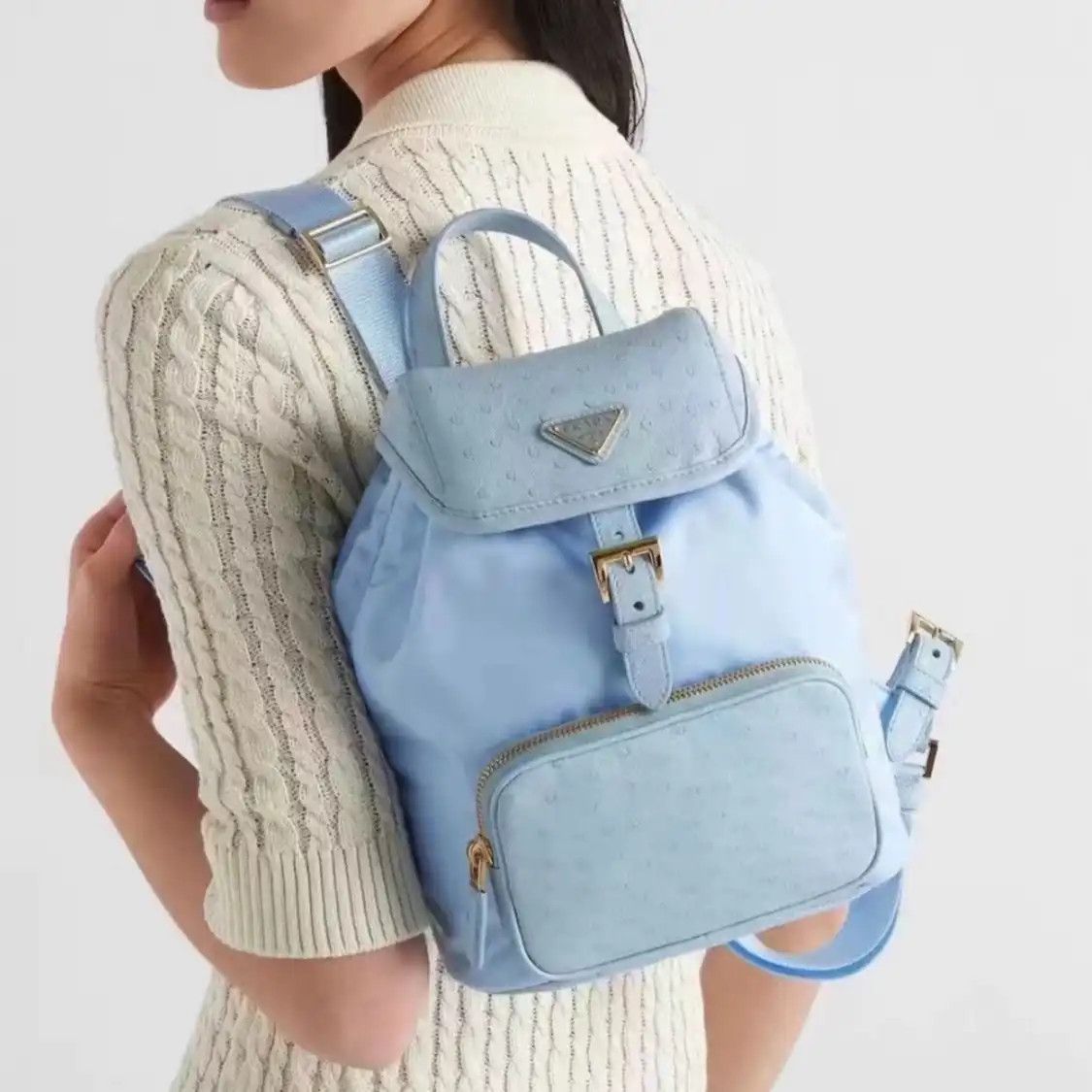 Prada PRADA blue nylon logo backpack Size ONE SIZE - 9 Thumbnail