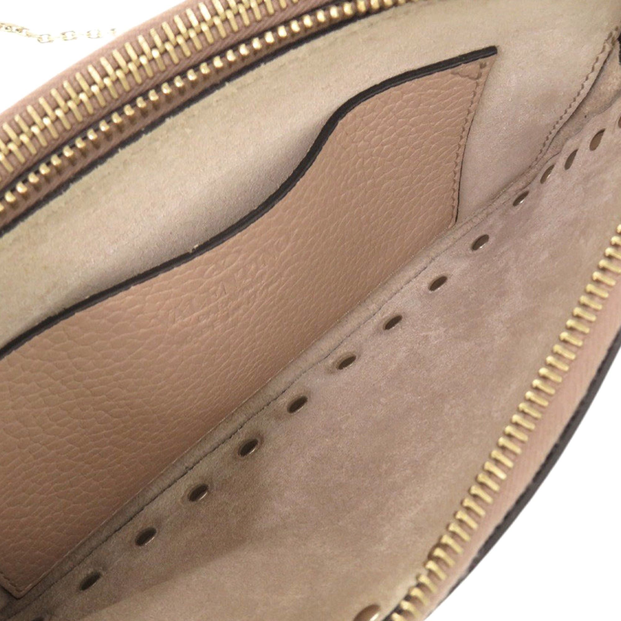 Valentino Pebbled Calfskin Rockstud Double Zip Chain Pouch Size ONE SIZE - 4 Thumbnail