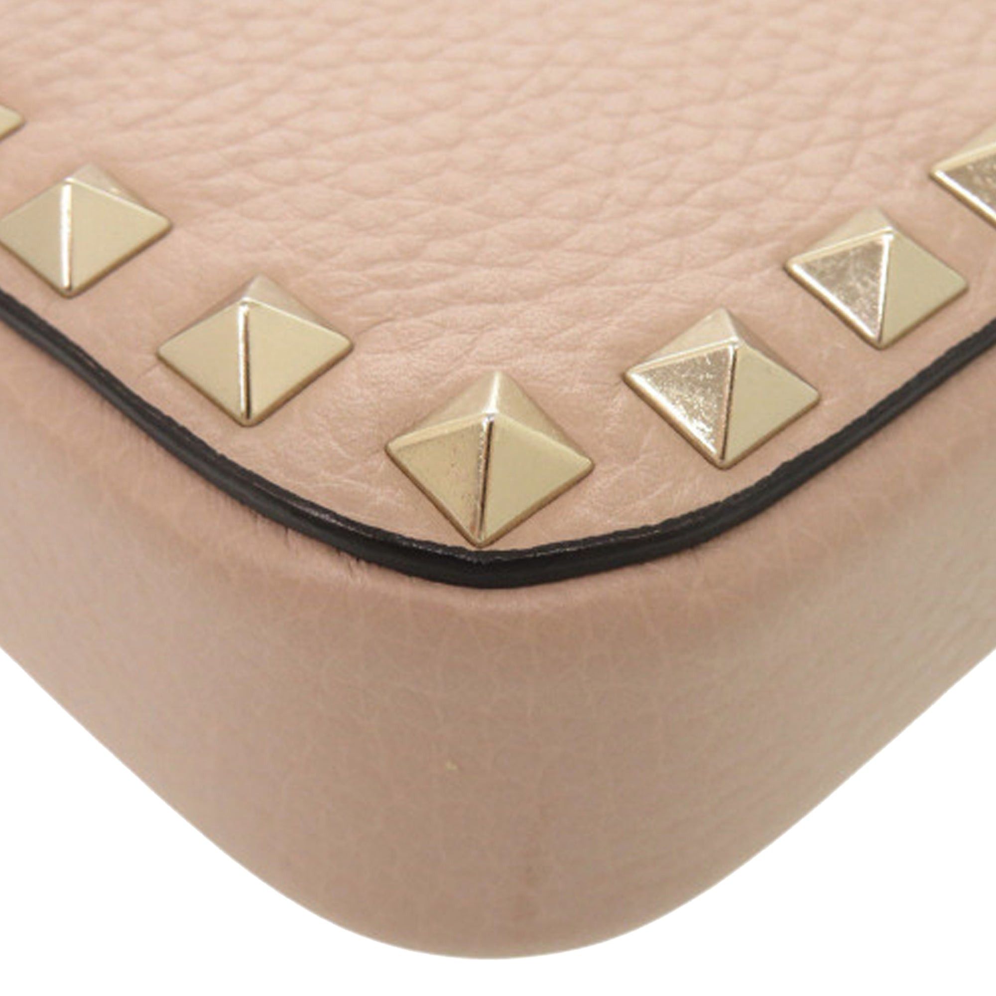 Valentino Pebbled Calfskin Rockstud Double Zip Chain Pouch Size ONE SIZE - 16 Thumbnail