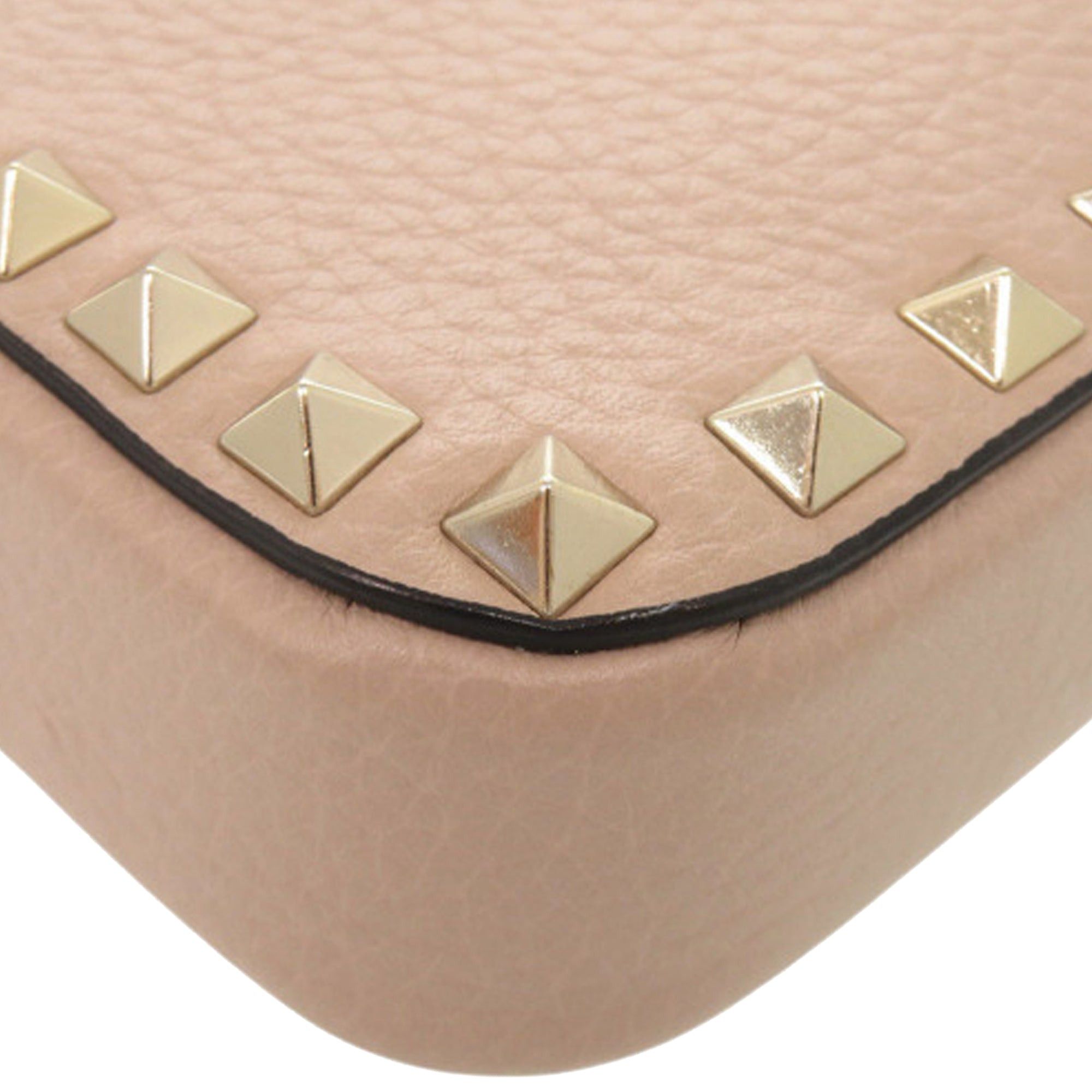 Valentino Pebbled Calfskin Rockstud Double Zip Chain Pouch Size ONE SIZE - 13 Thumbnail