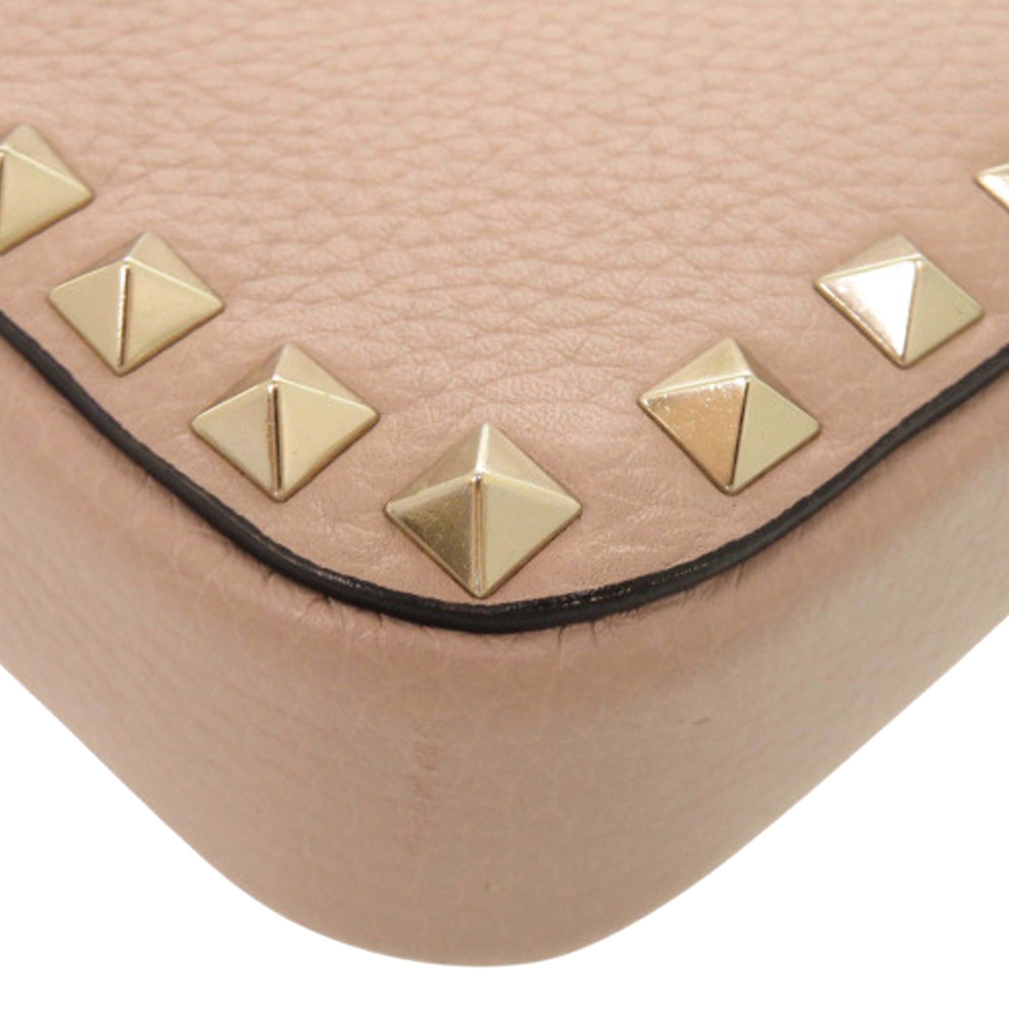Valentino Pebbled Calfskin Rockstud Double Zip Chain Pouch Size ONE SIZE - 15 Thumbnail