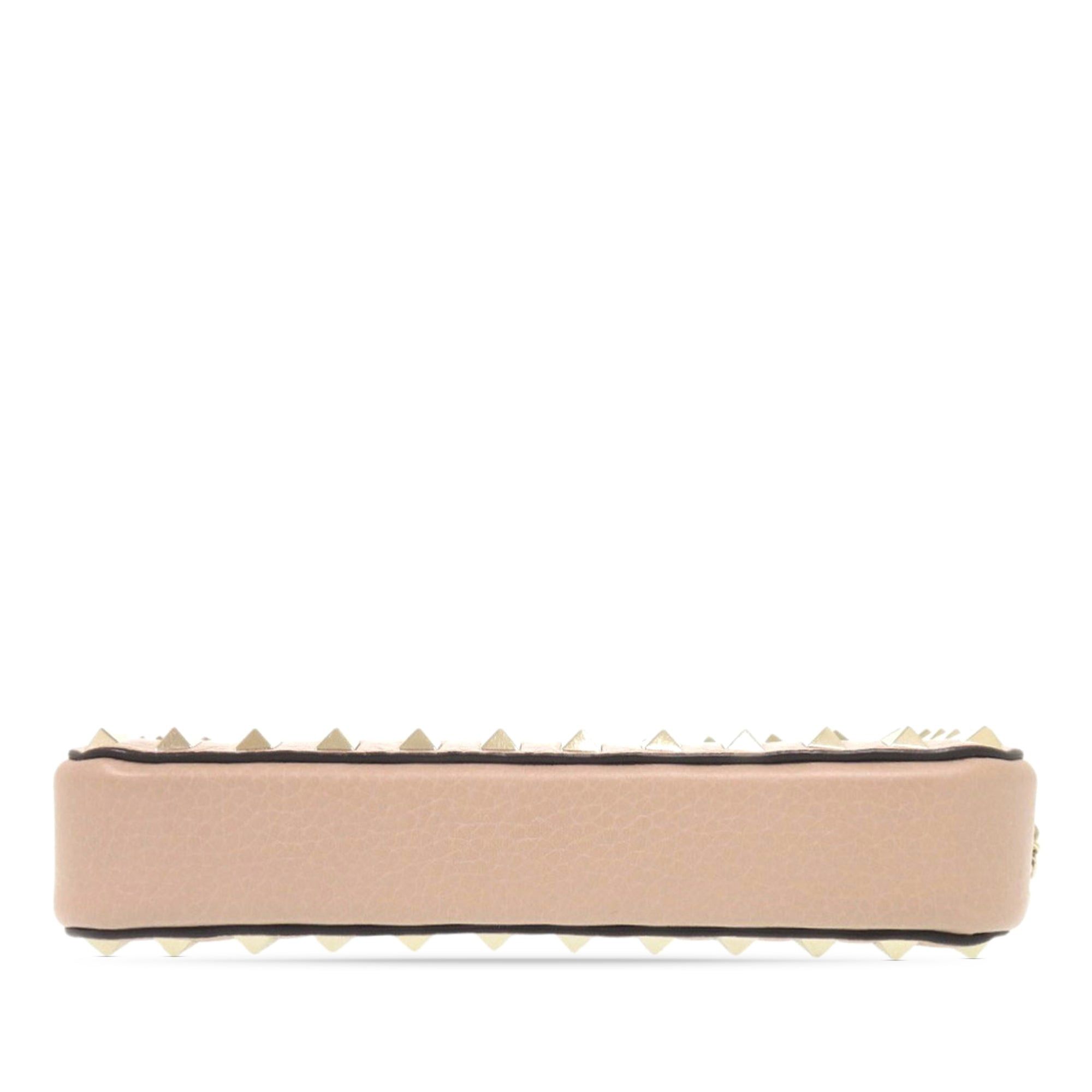 Valentino Pebbled Calfskin Rockstud Double Zip Chain Pouch Size ONE SIZE - 3 Thumbnail