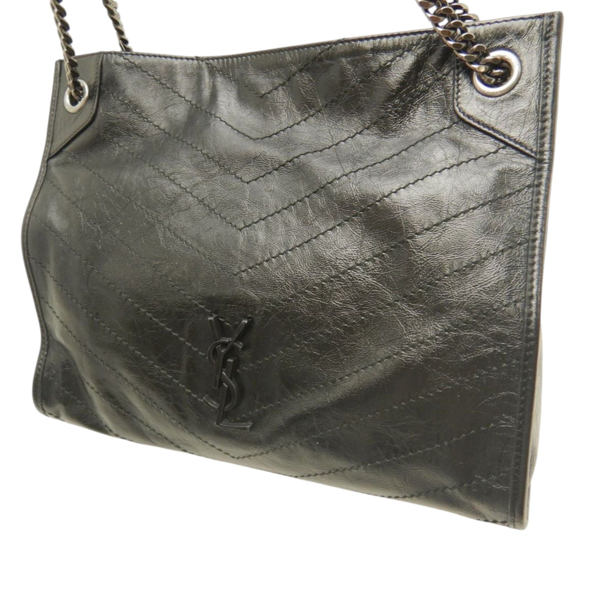 Saint Laurent Paris Crinkled Calfskin Monogram Niki Shopper Tote Size ONE SIZE - 2 Thumbnail