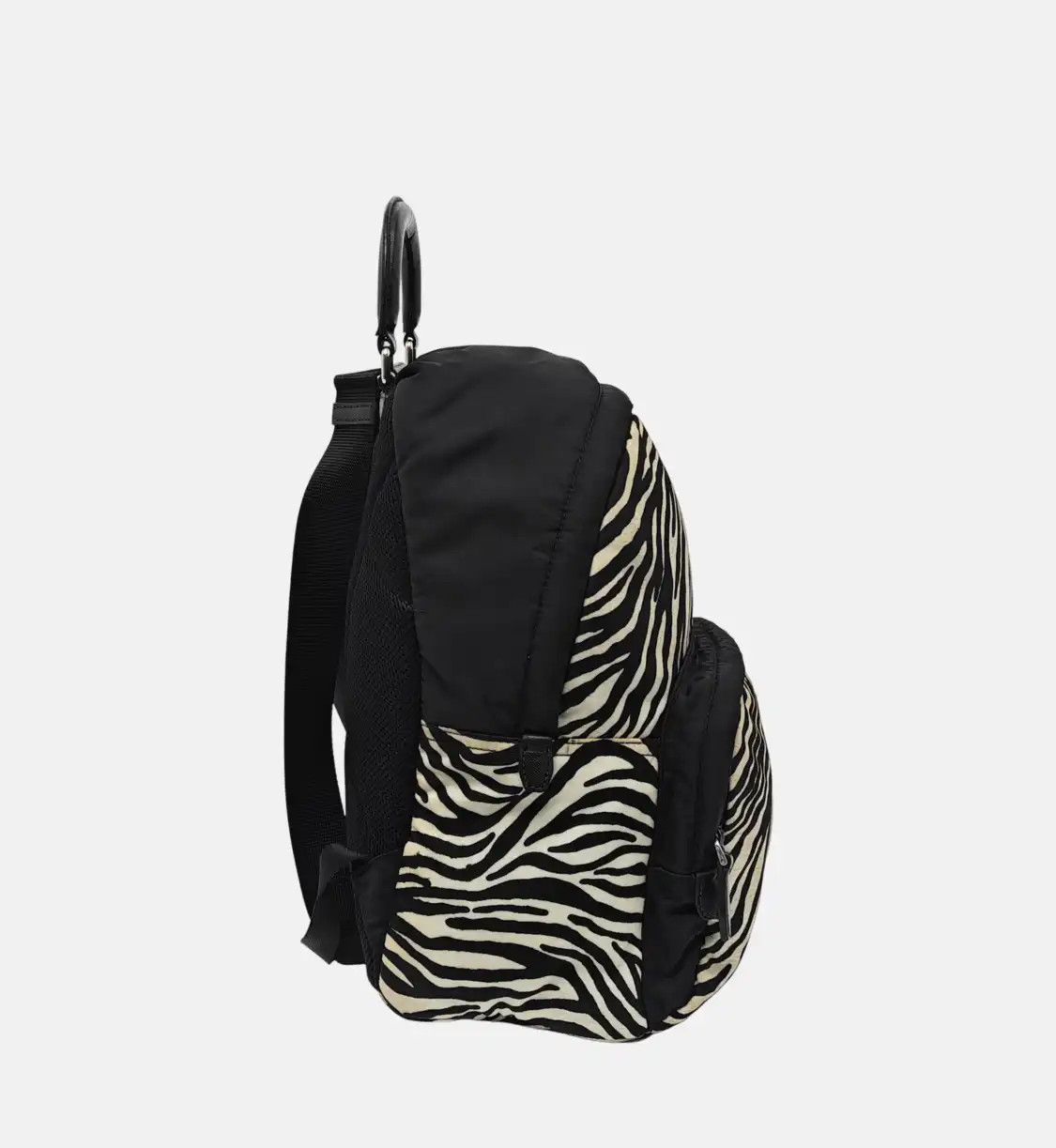 Prada PRADA black nylon logo print backpack silver hardware Size ONE SIZE - 4 Thumbnail