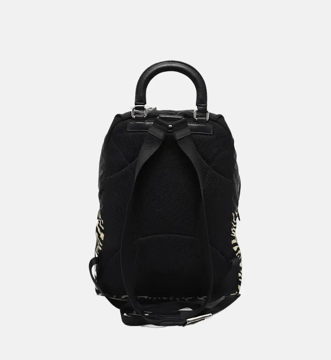 Prada PRADA black nylon logo print backpack silver hardware Size ONE SIZE - 5 Thumbnail