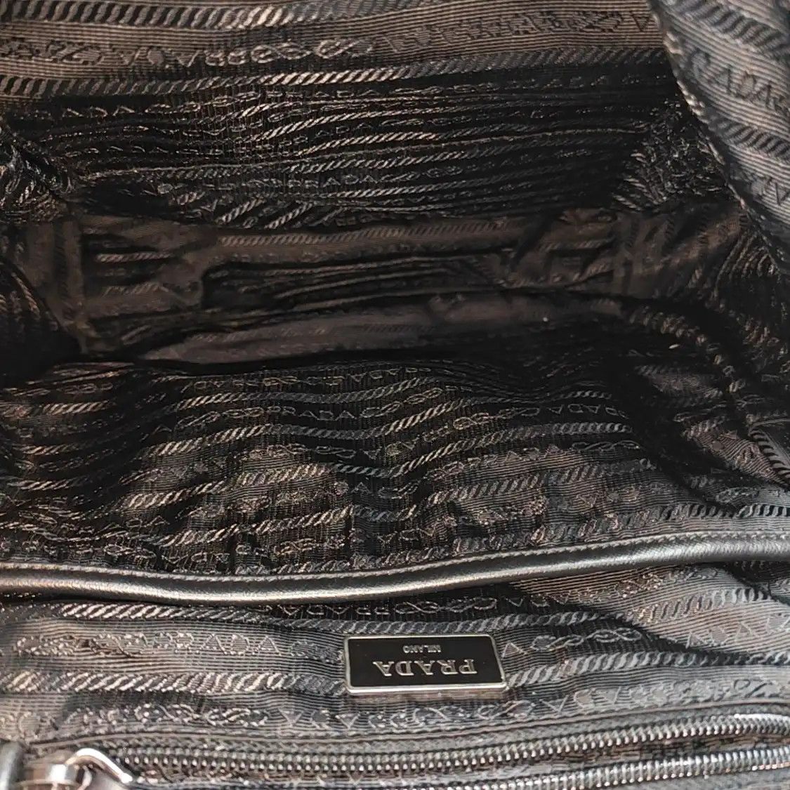 Prada PRADA black nylon logo print backpack silver hardware Size ONE SIZE - 7 Thumbnail
