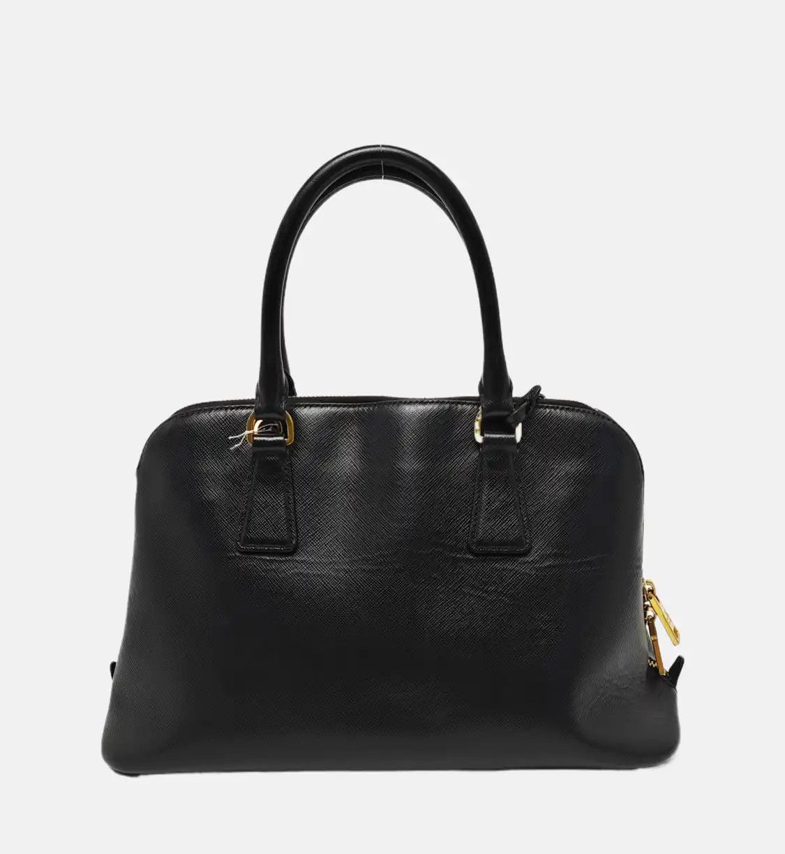 Prada PRADA Promenade black cowhide leather logo cross pattern shell bag handbag gold Size ONE SIZE - 5 Thumbnail