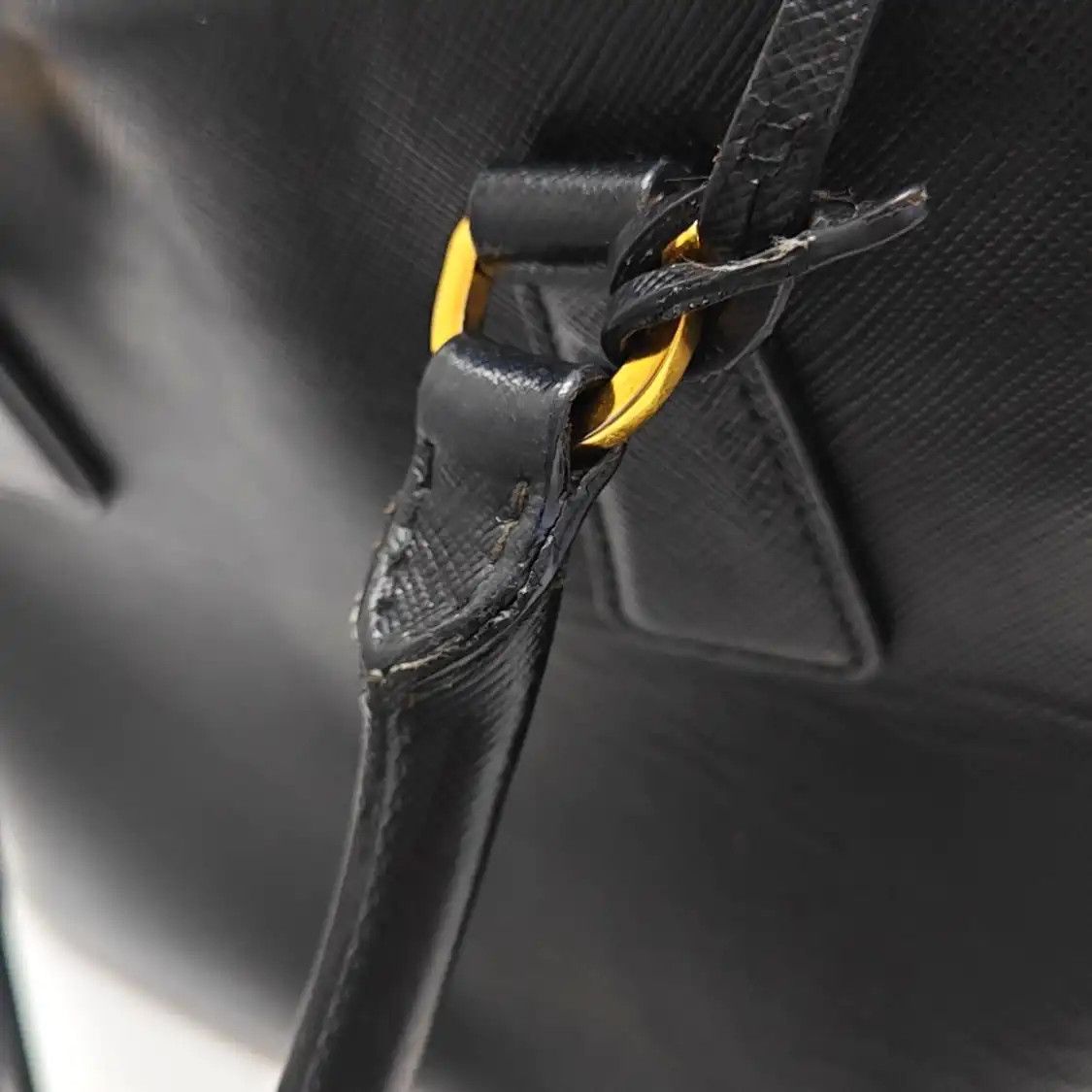 Prada PRADA Promenade black cowhide leather logo cross pattern shell bag handbag gold Size ONE SIZE - 10 Thumbnail