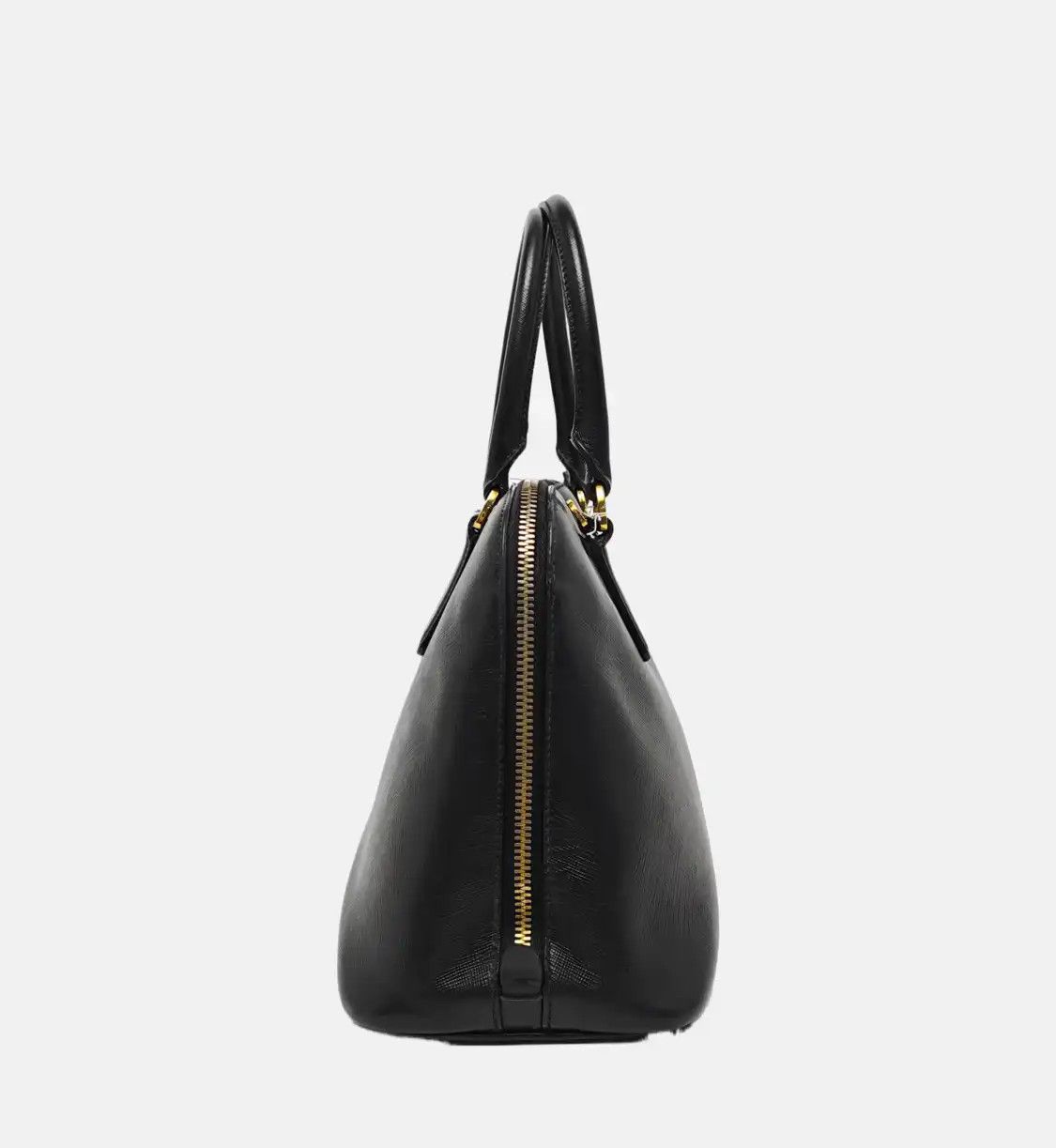 Prada PRADA Promenade black cowhide leather logo cross pattern shell bag handbag gold Size ONE SIZE - 3 Thumbnail