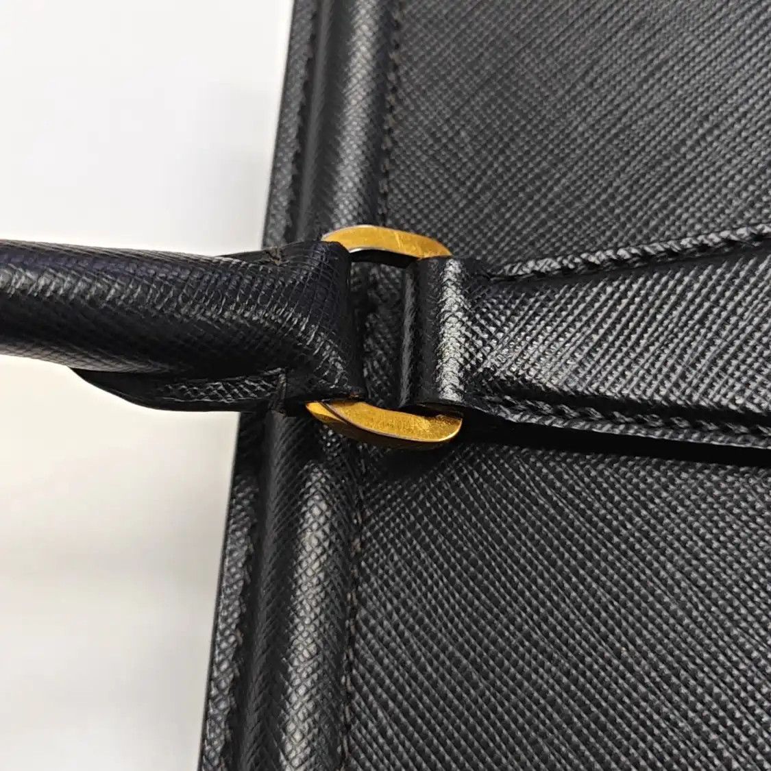 Prada PRADA Galleria black cowhide leather logo cross pattern handbag gold hardware Size ONE SIZE - 12 Thumbnail