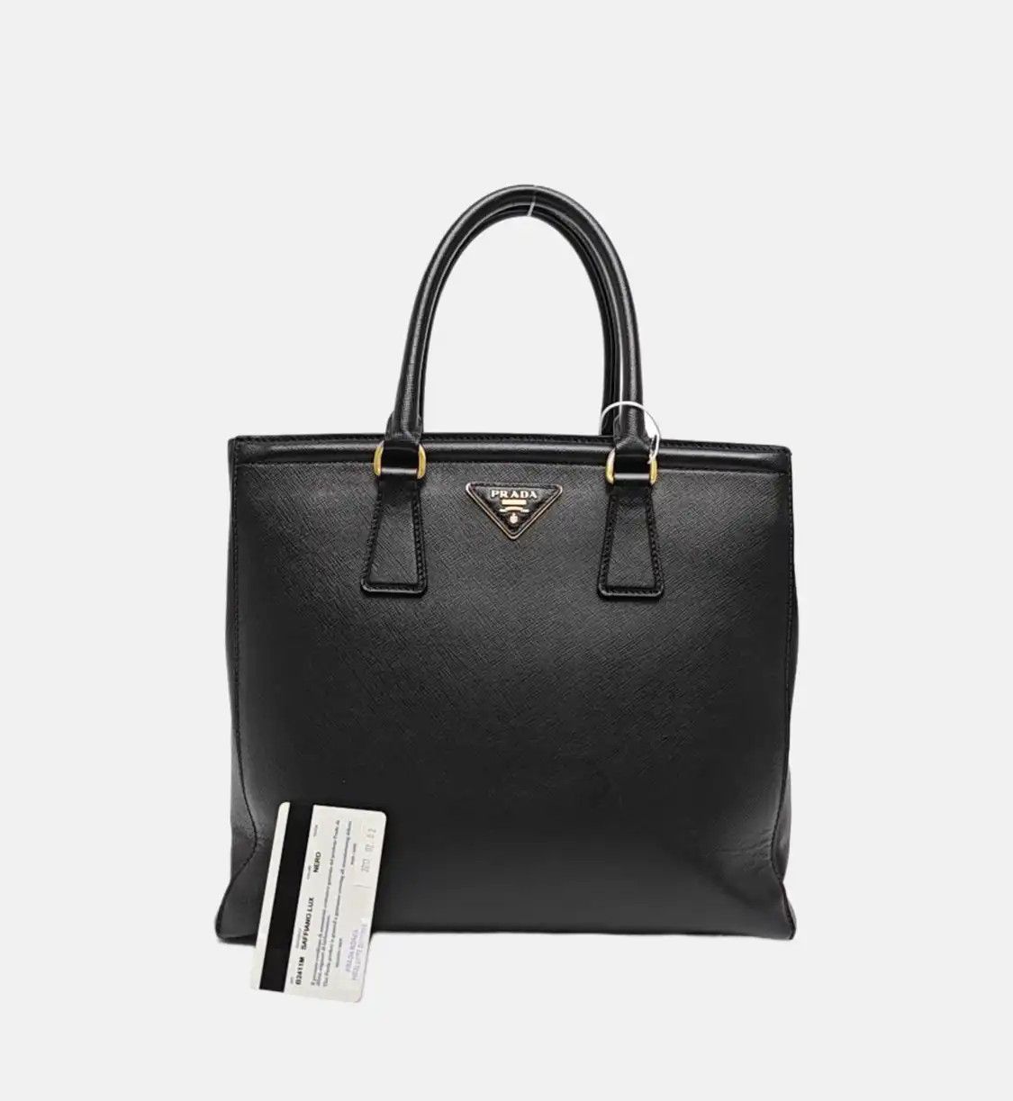 Prada PRADA Galleria black cowhide leather logo cross pattern handbag gold hardware Size ONE SIZE - 8 Thumbnail