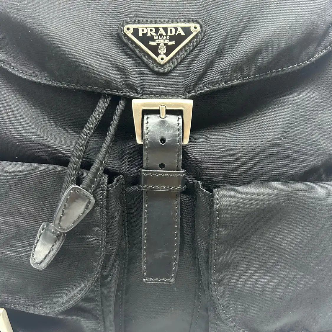 Prada PRADA Re-Nylon Medium black nylon logo backpack Size ONE SIZE - 2 Thumbnail