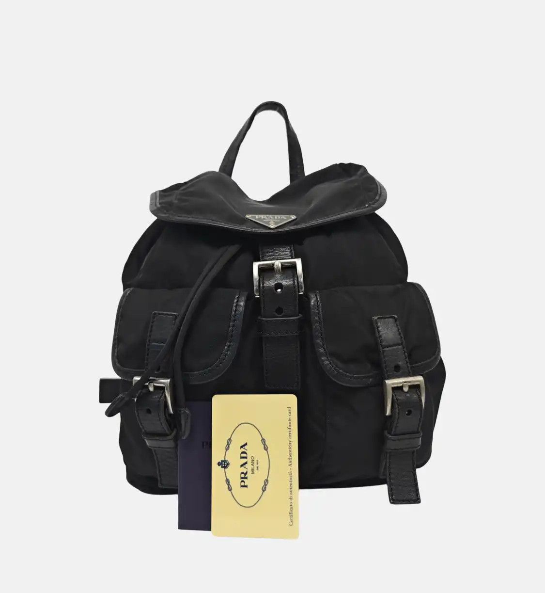 Prada PRADA black nylon logo backpack silver hardware Size ONE SIZE - 8 Thumbnail