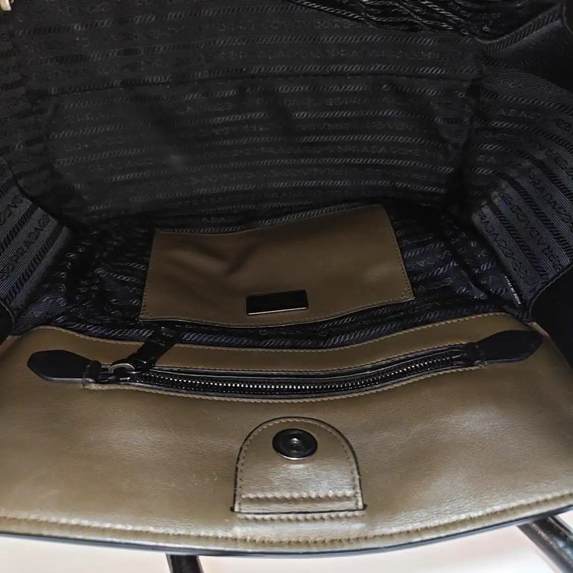 Prada PRADA Canapa green cowhide leather handbag silver hardware Size ONE SIZE - 7 Thumbnail