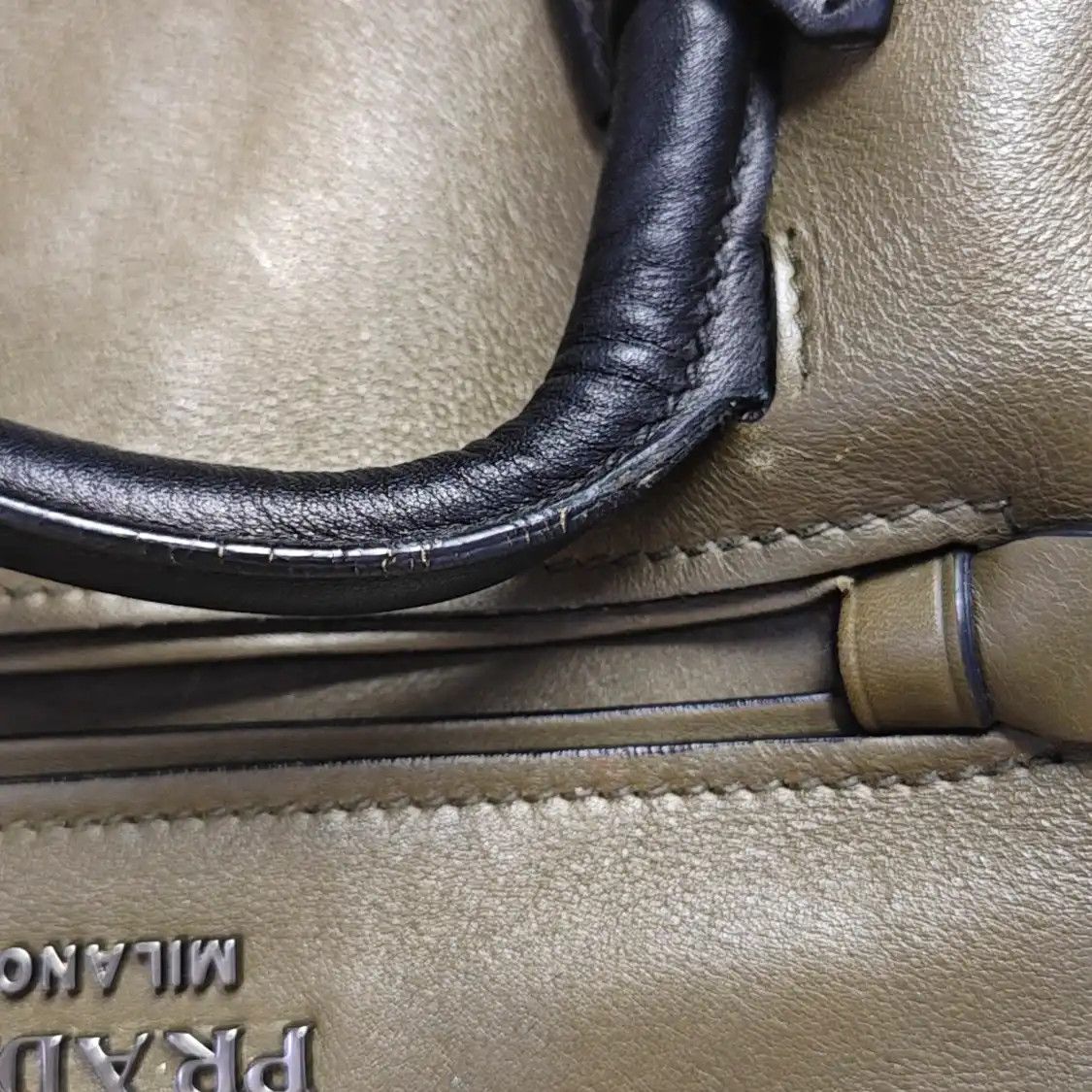Prada PRADA Canapa green cowhide leather handbag silver hardware Size ONE SIZE - 10 Thumbnail
