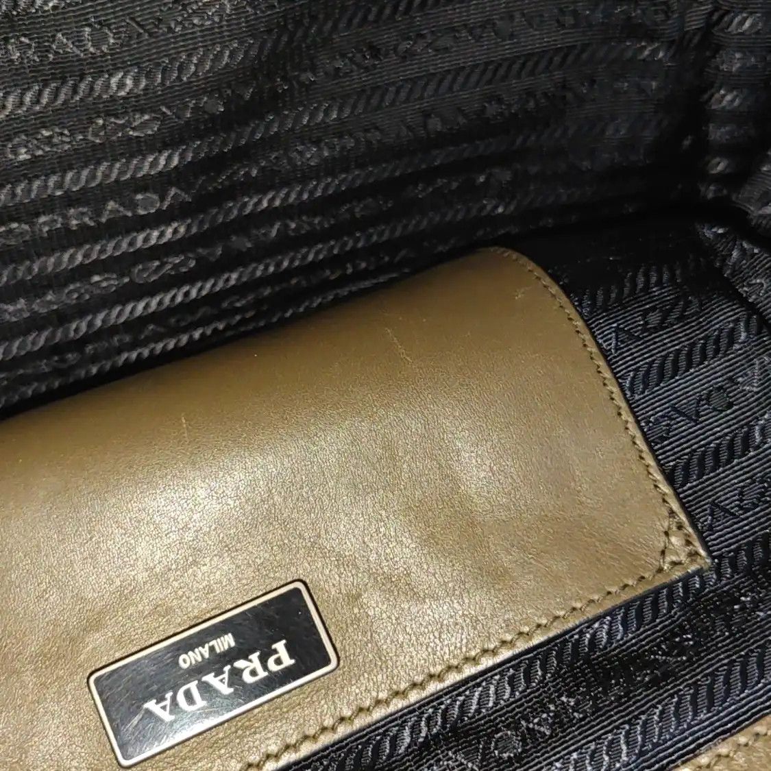Prada PRADA Canapa green cowhide leather handbag silver hardware Size ONE SIZE - 16 Thumbnail