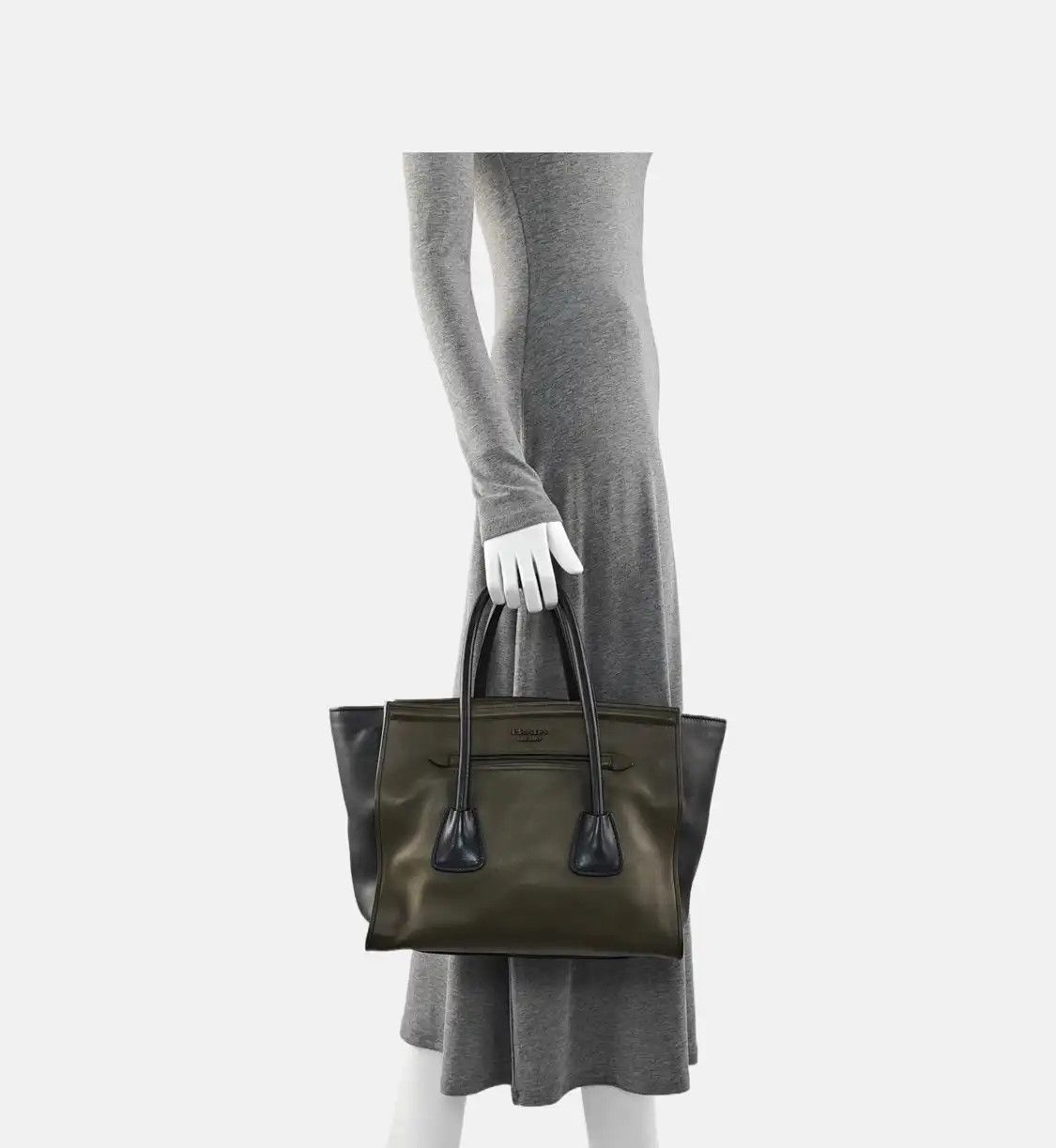 Prada PRADA Canapa green cowhide leather handbag silver hardware Size ONE SIZE - 2 Thumbnail