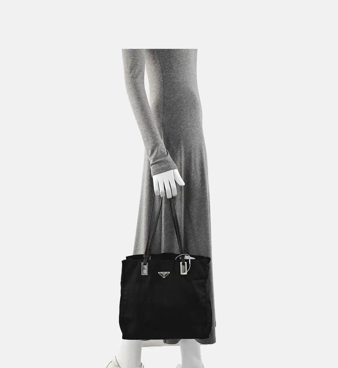 Prada PRADA tote bag black nylon logo handbag shoulder bag silver hardware Size ONE SIZE - 2 Thumbnail