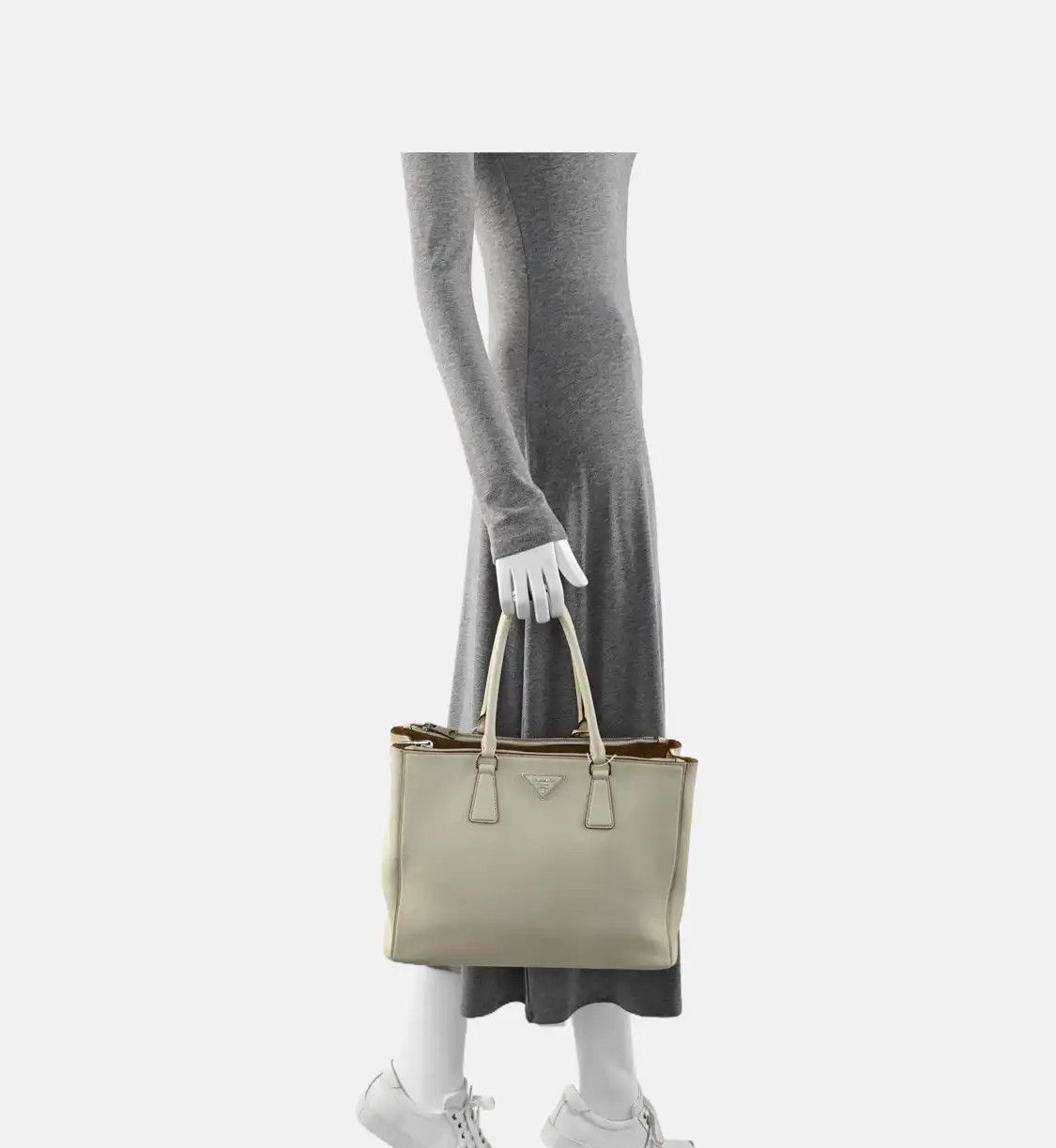 Prada PRADA Galleria oversized no white cowhide leather logo cross pattern杀手包handbag s Size ONE SIZE - 2 Thumbnail