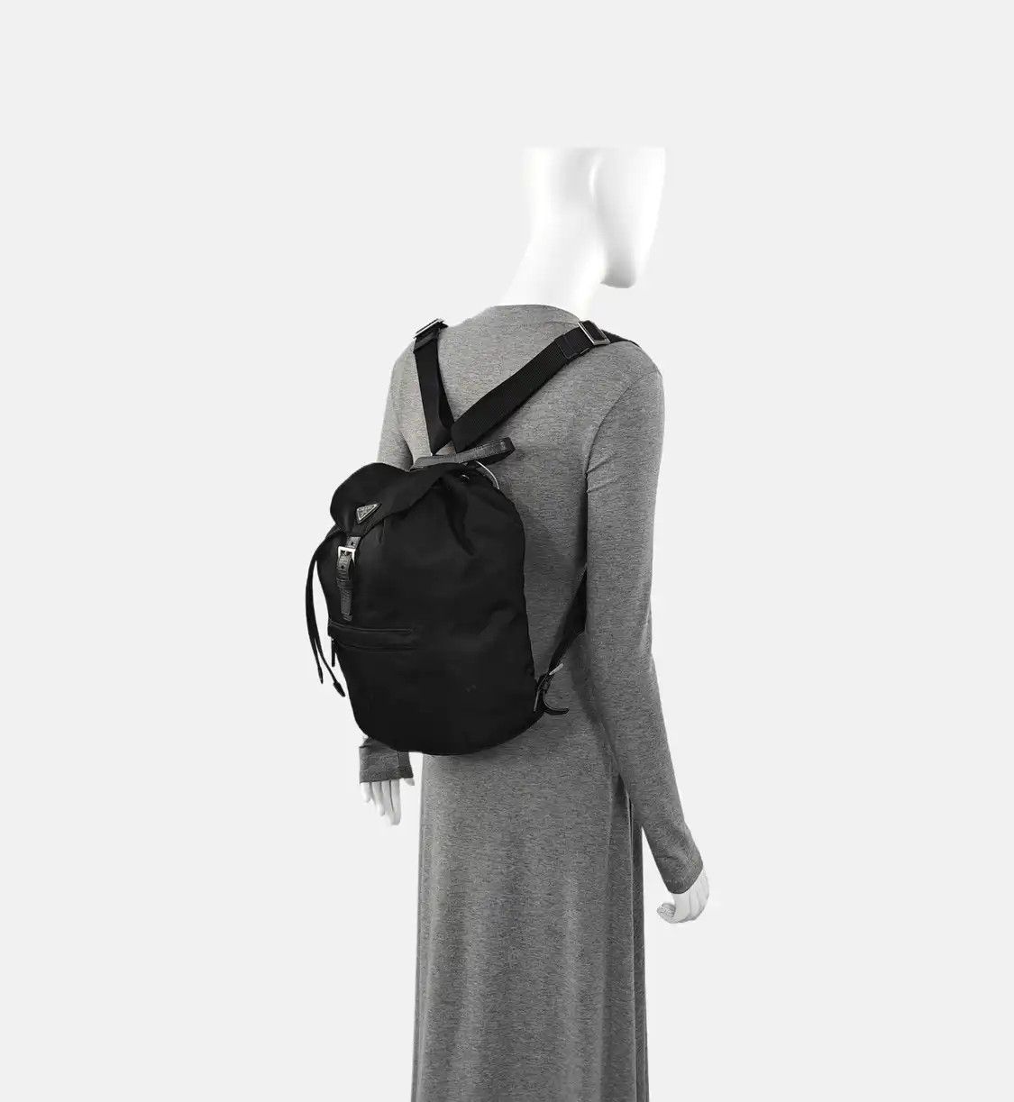 Prada PRADA black nylon logo backpack silver hardware Size ONE SIZE - 2 Thumbnail