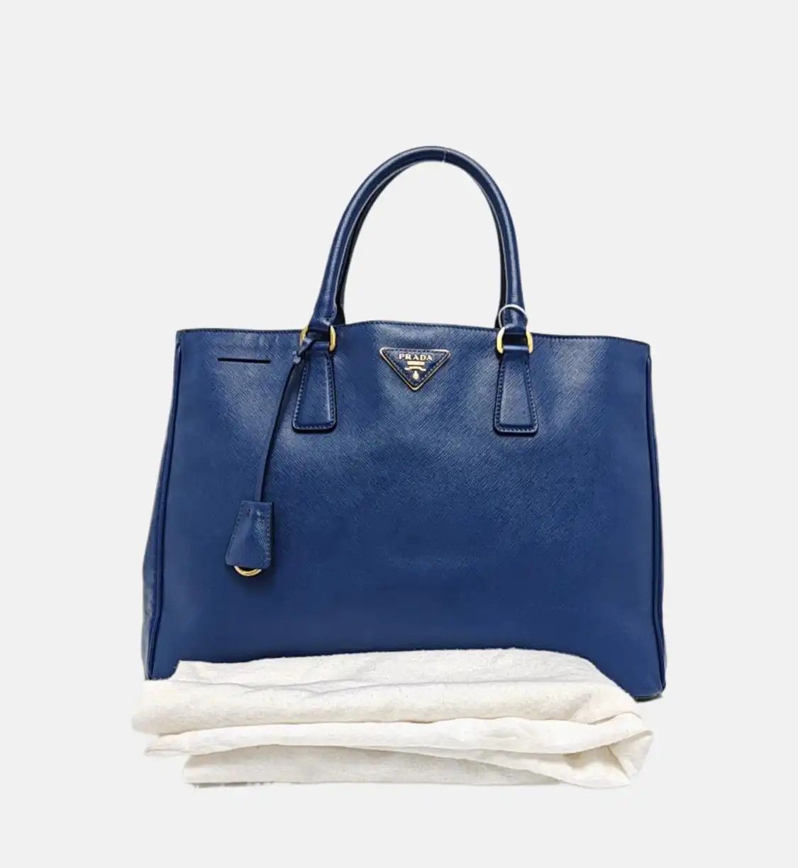 Prada PRADA Galleria Large blue cowhide leather logo cross pattern handbag gold hardwa Size ONE SIZE - 8 Thumbnail