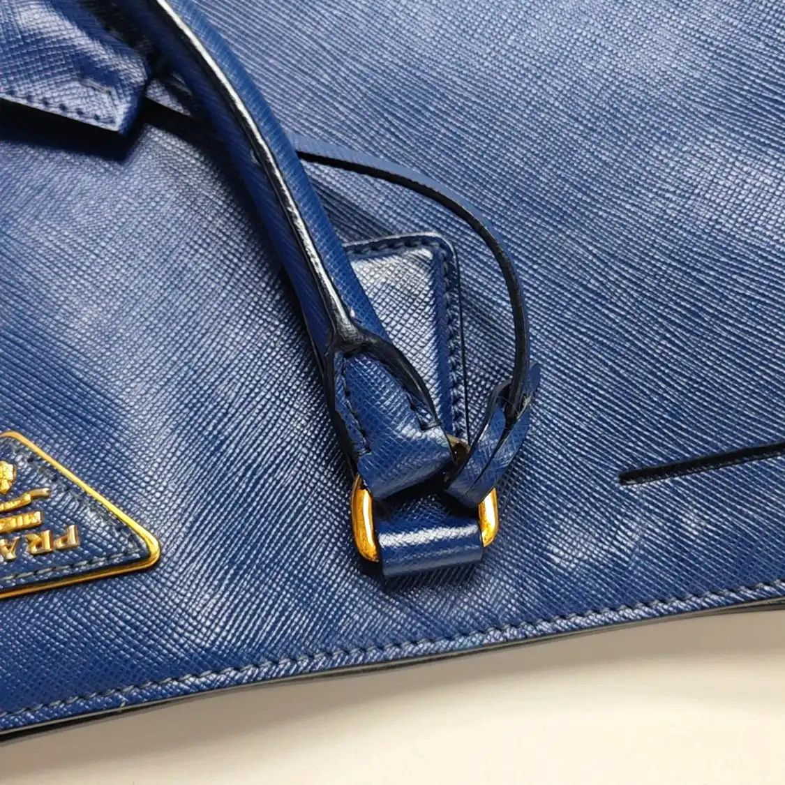 Prada PRADA Galleria Large blue cowhide leather logo cross pattern handbag gold hardwa Size ONE SIZE - 10 Thumbnail